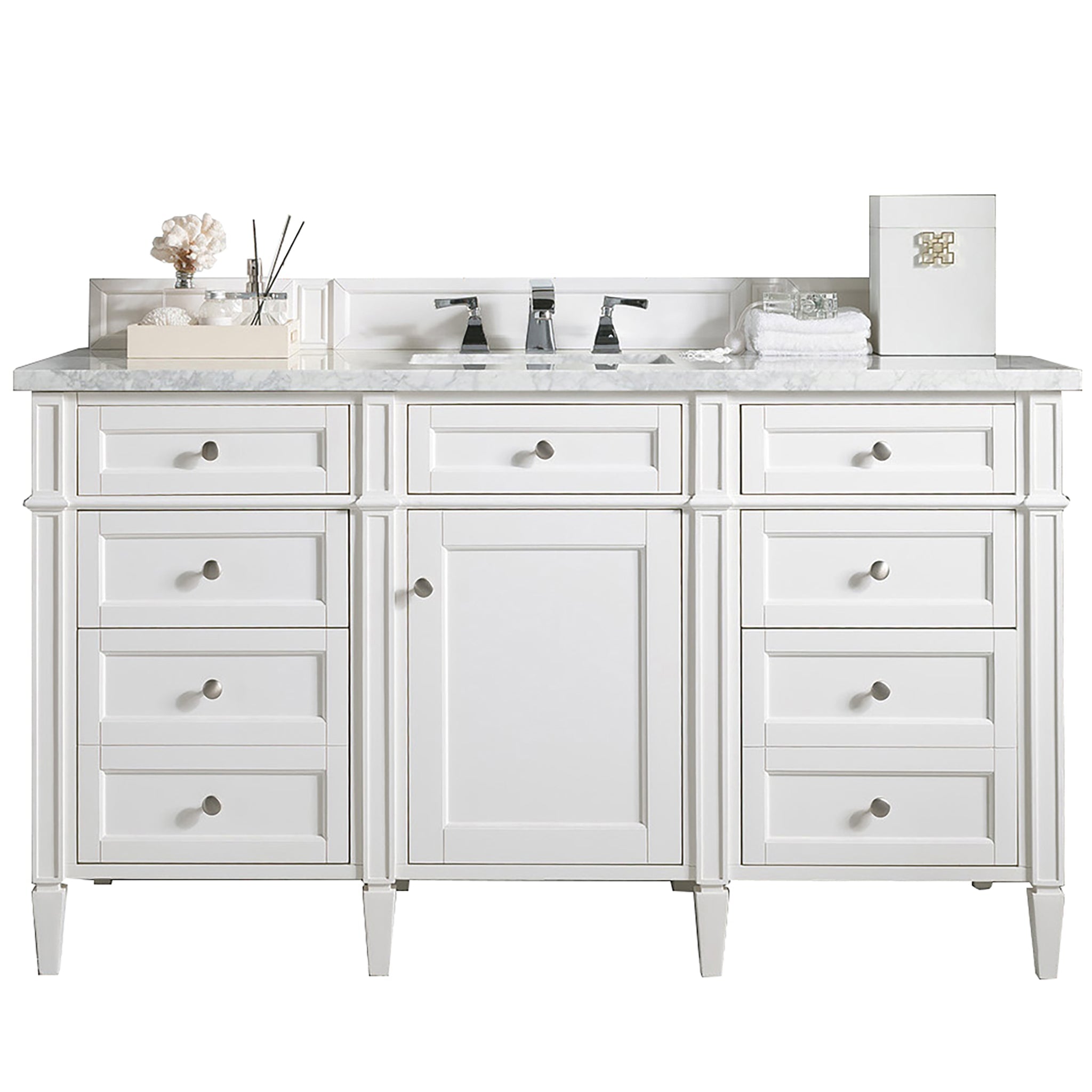 James Martin Vanities - Brittany 60" Single Bathroom Vanity in Bright White - 655 - V60s - BW - 3AF - Home Luxury USA