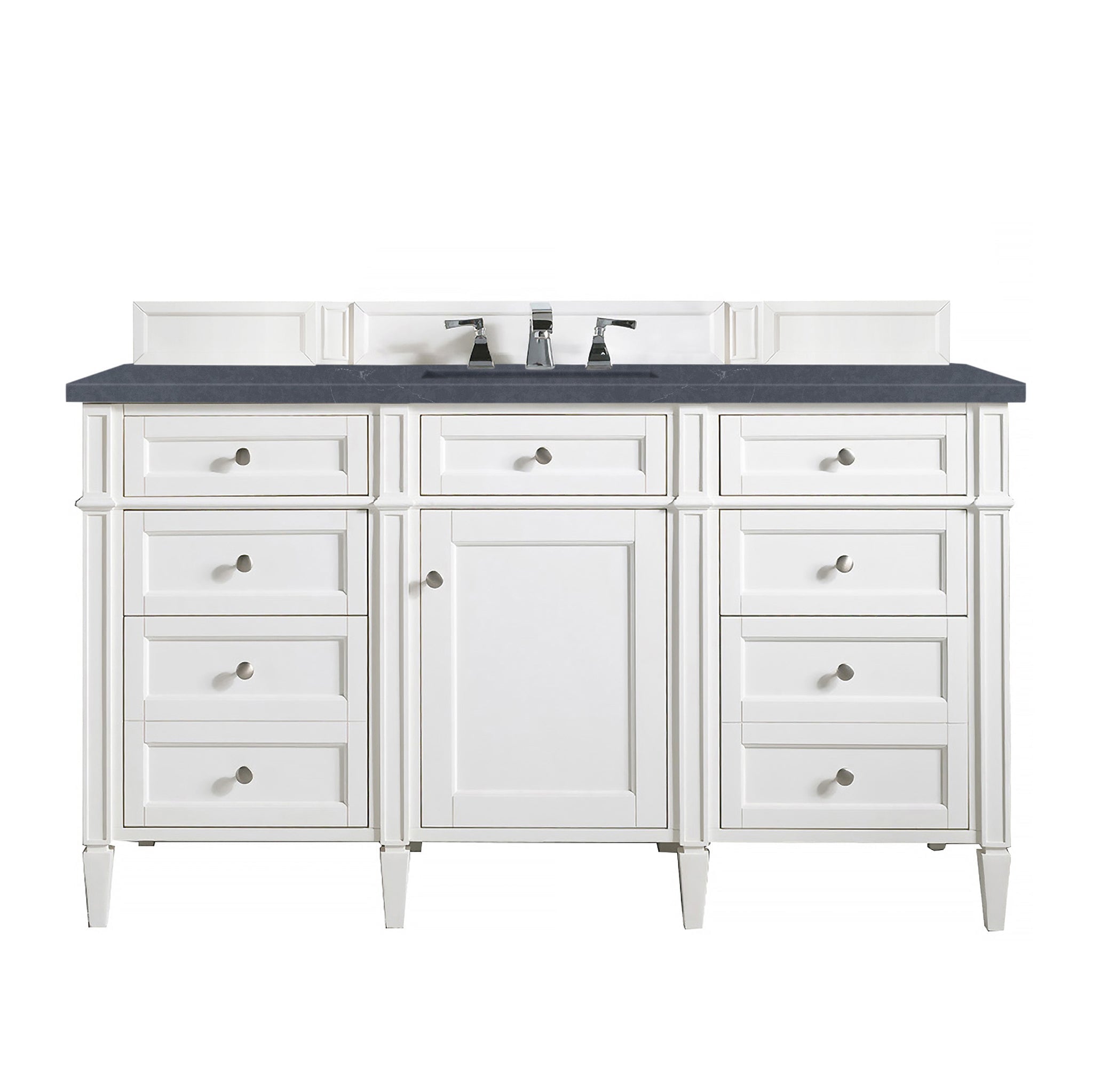 James Martin Vanities - Brittany 60" Single Bathroom Vanity in Bright White - 655 - V60s - BW - 3CSP - Home Luxury USA