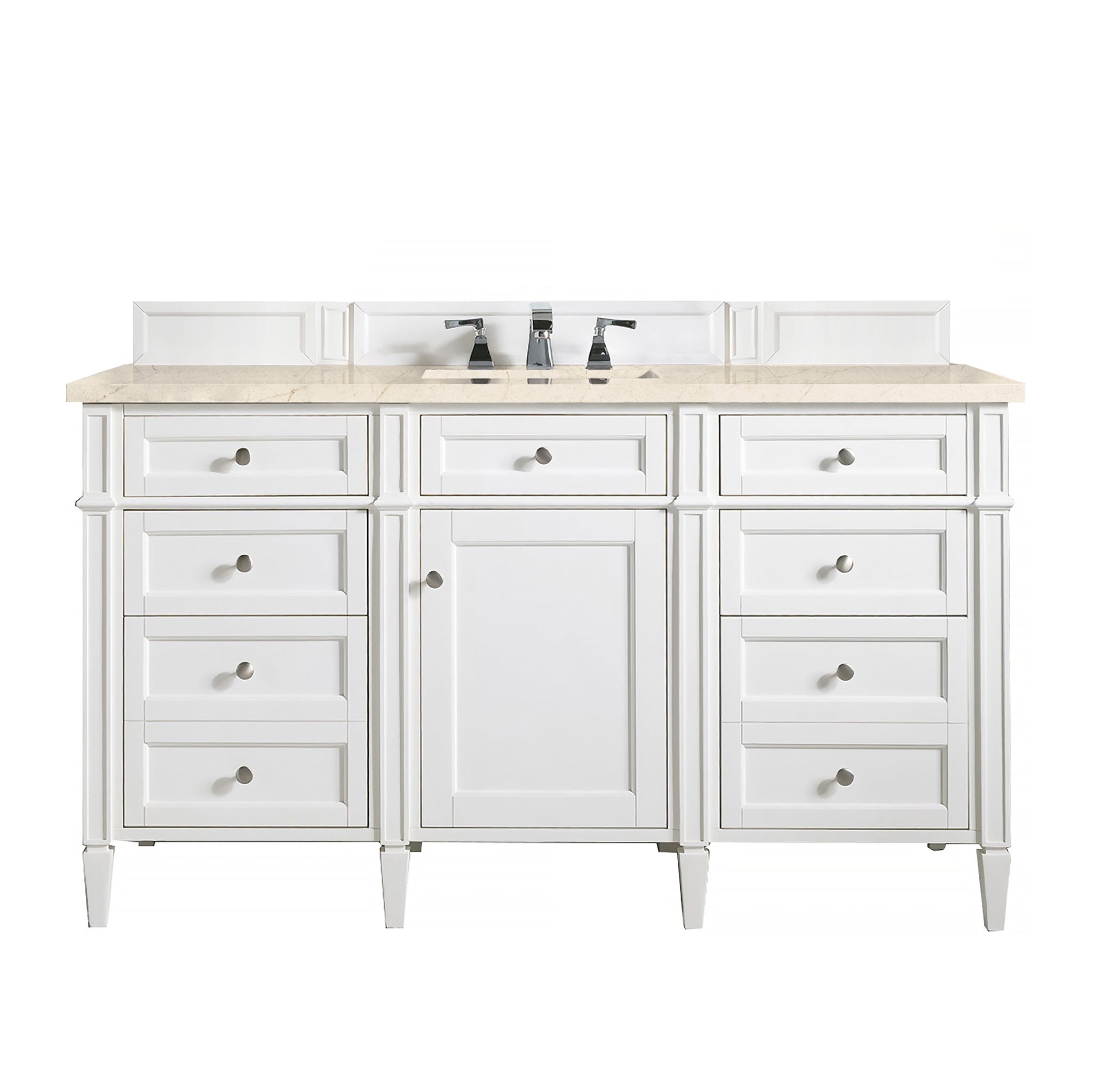 James Martin Vanities - Brittany 60" Single Bathroom Vanity in Bright White - 655 - V60s - BW - 3EJP - Home Luxury USA