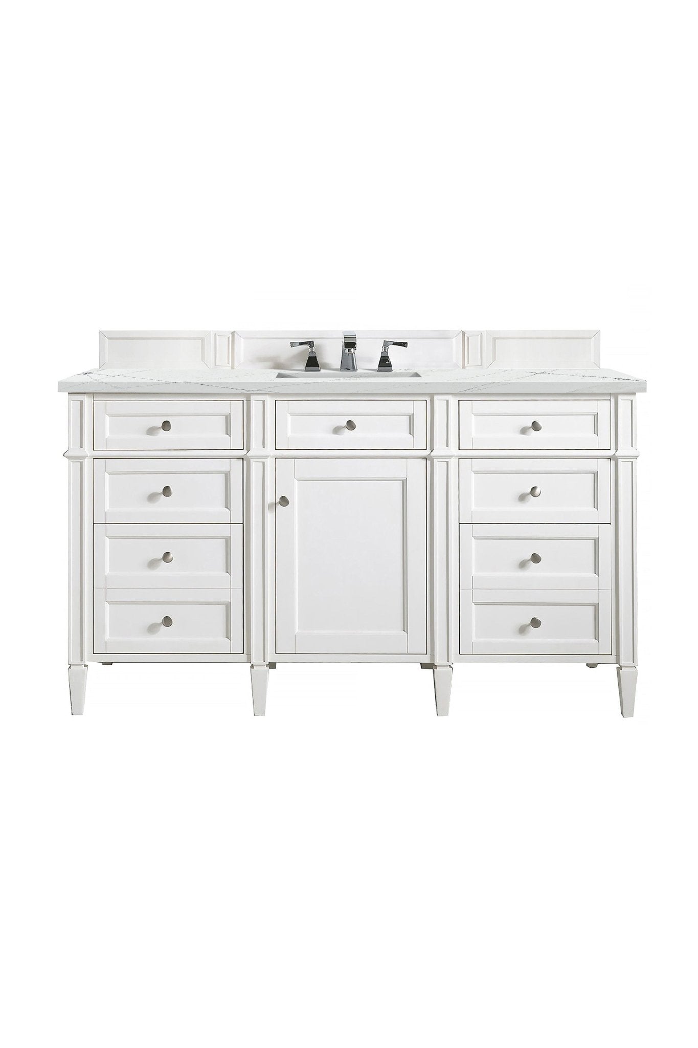 James Martin Vanities - Brittany 60" Single Bathroom Vanity in Bright White - 655 - V60s - BW - 3ENC - Home Luxury USA