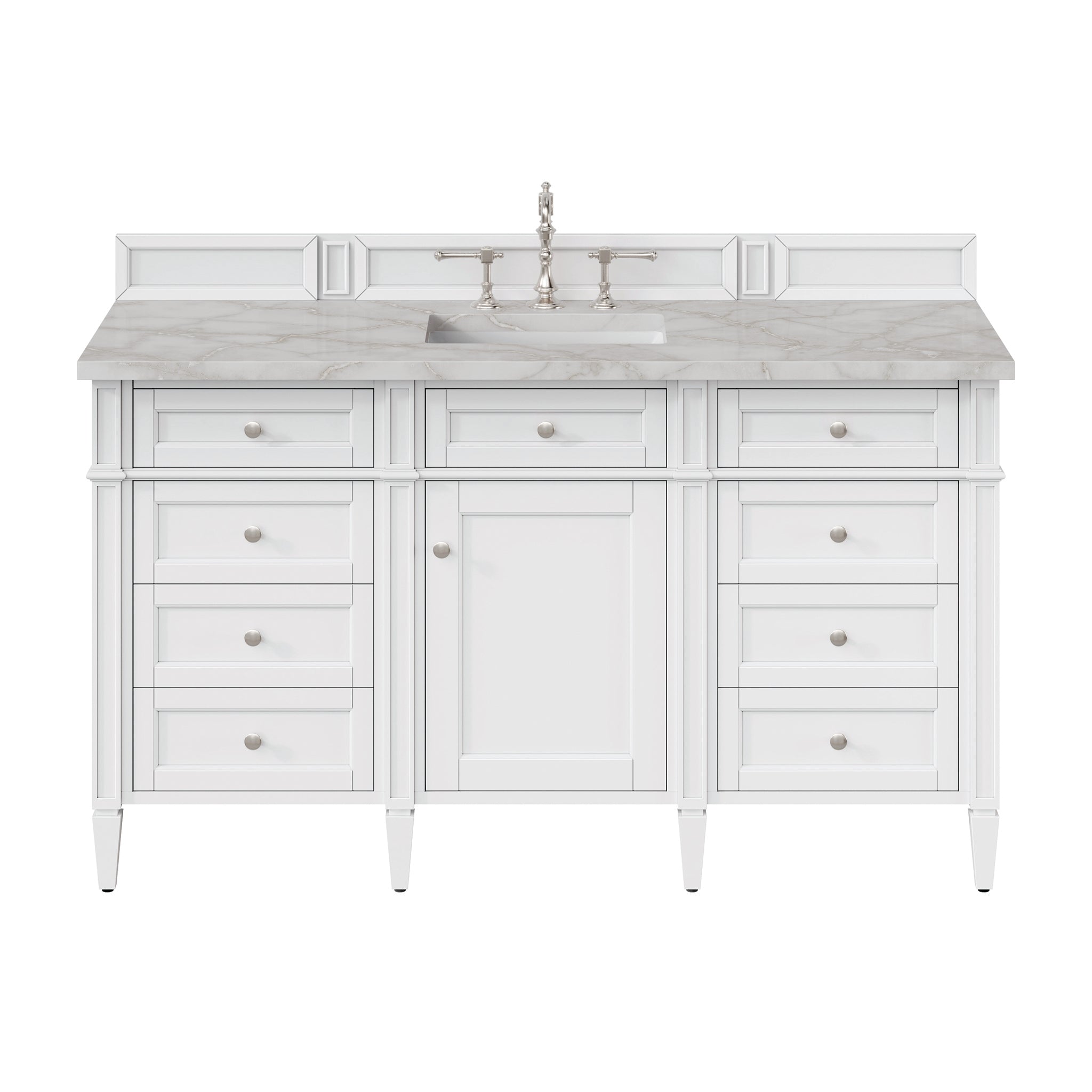 James Martin Vanities - Brittany 60" Single Bathroom Vanity in Bright White - 655 - V60s - BW - 3VSL - Home Luxury USA