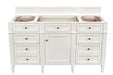 James Martin Vanities - Brittany 60" Single Bathroom Vanity in Bright White - 655 - V60s - BW - 3WZ - Home Luxury USA