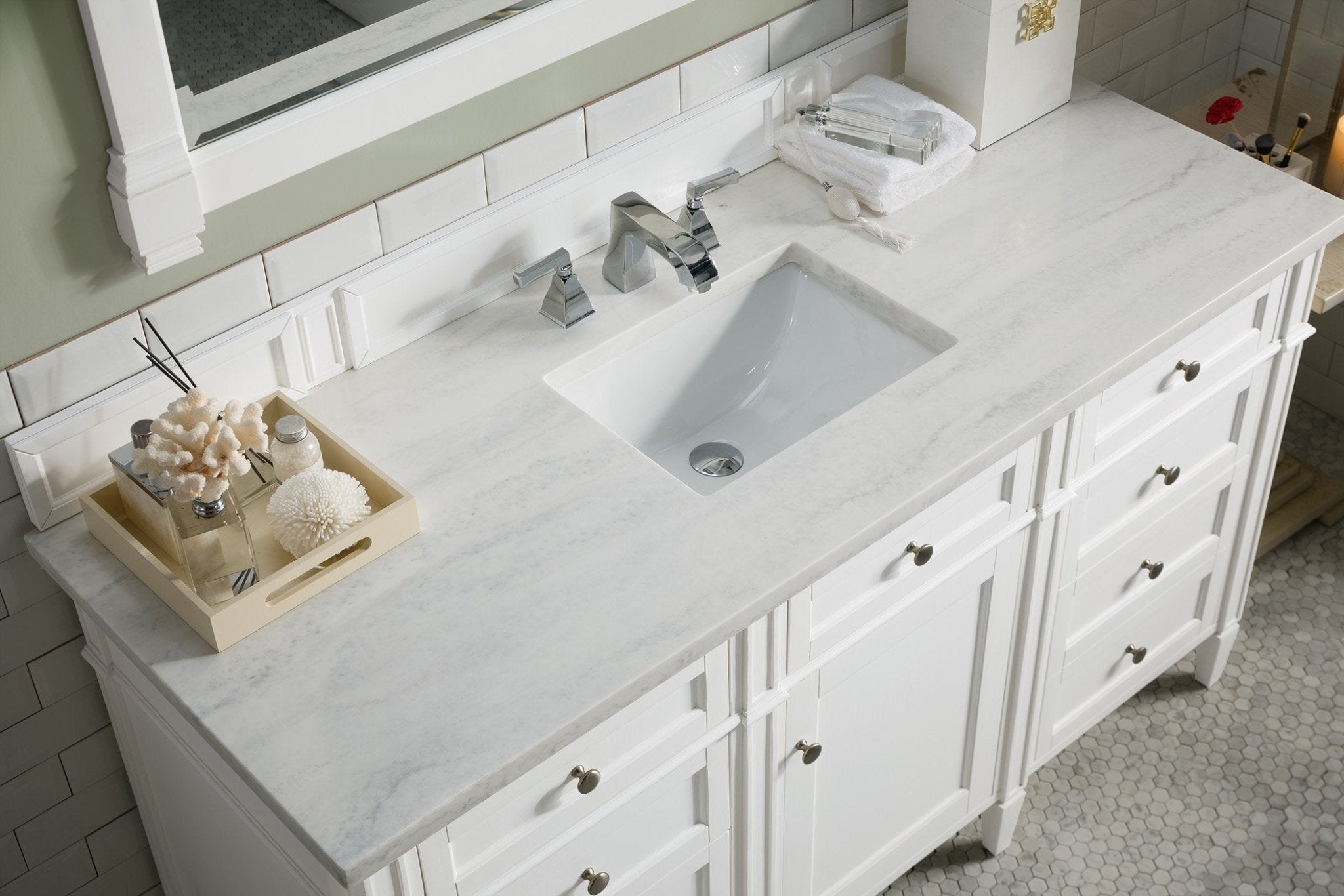 James Martin Vanities - Brittany 60" Single Bathroom Vanity in Bright White - 655 - V60s - BW - Home Luxury USA