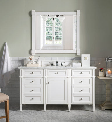 James Martin Vanities - Brittany 60" Single Bathroom Vanity in Bright White - 655 - V60s - BW - Home Luxury USA