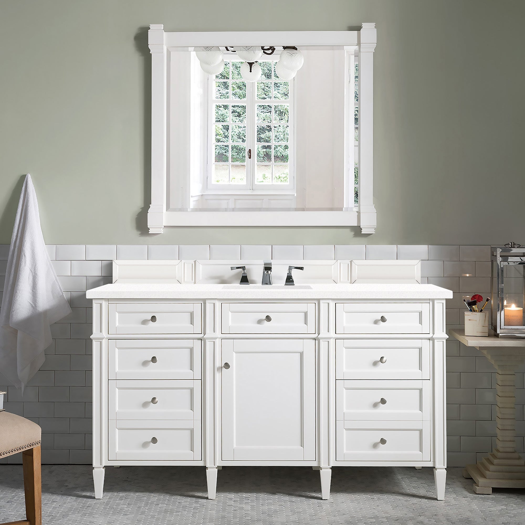 James Martin Vanities - Brittany 60" Single Bathroom Vanity in Bright White - 655 - V60s - BW - Home Luxury USA