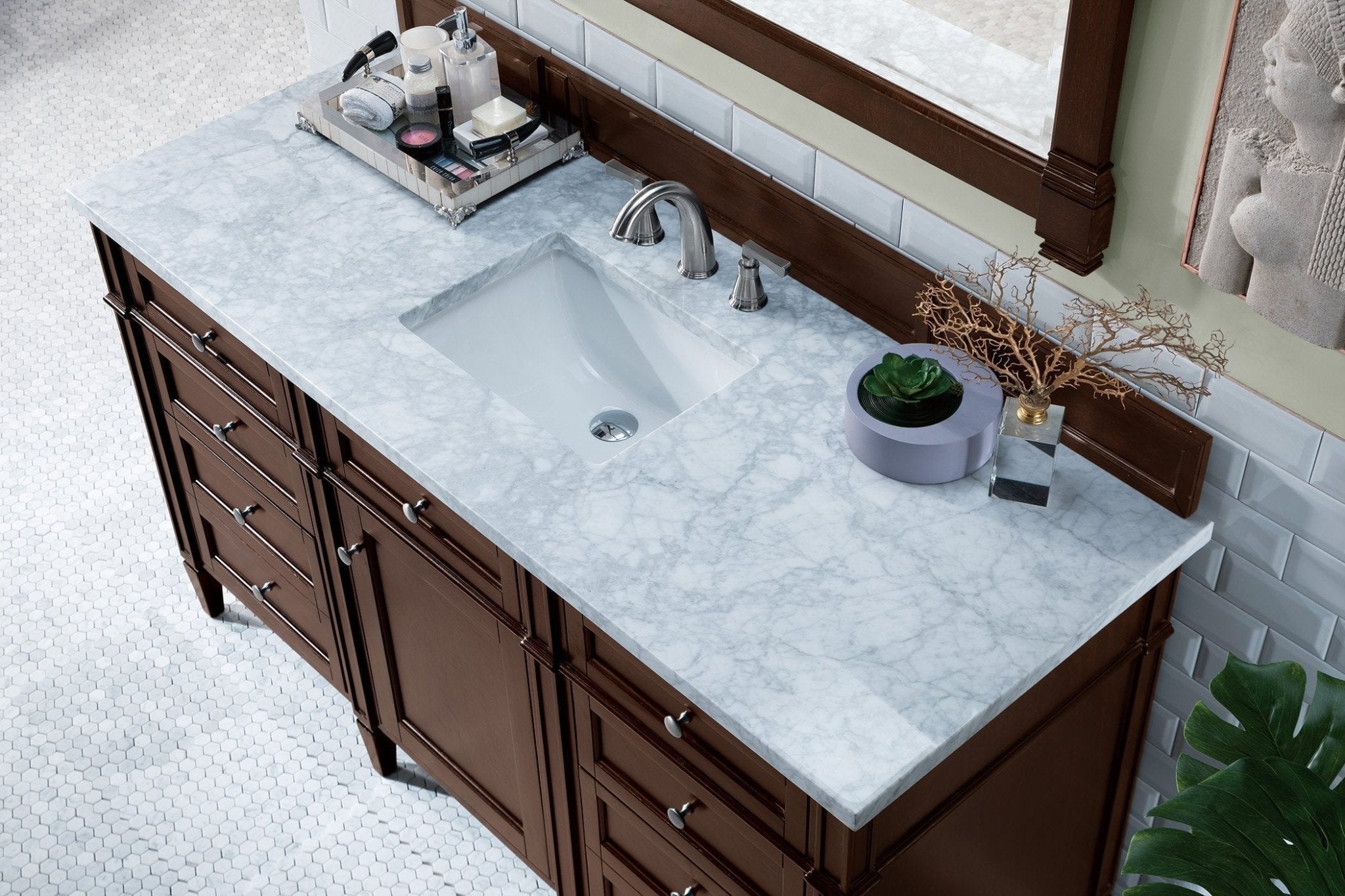 James Martin Vanities - Brittany 60" Single Bathroom Vanity in Burnished Mahogany - 650 - V60s - BNM - Home Luxury USA