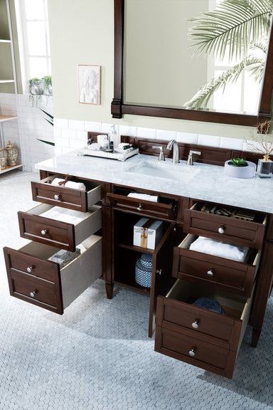 James Martin Vanities - Brittany 60" Single Bathroom Vanity in Burnished Mahogany - 650 - V60s - BNM - Home Luxury USA