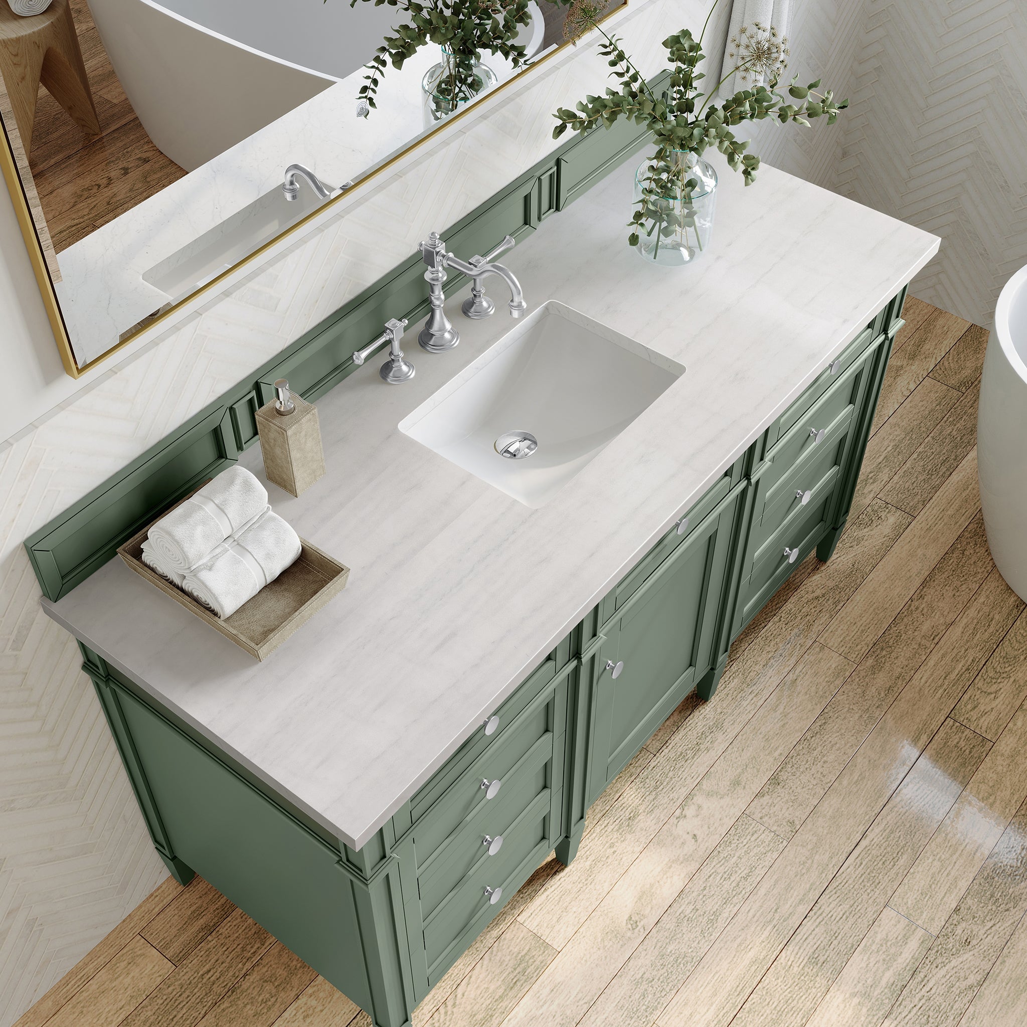 James Martin Vanities - Brittany 60" Single Bathroom Vanity in Smokey Celadon - 650 - V60S - SC - 3AF - Home Luxury USA