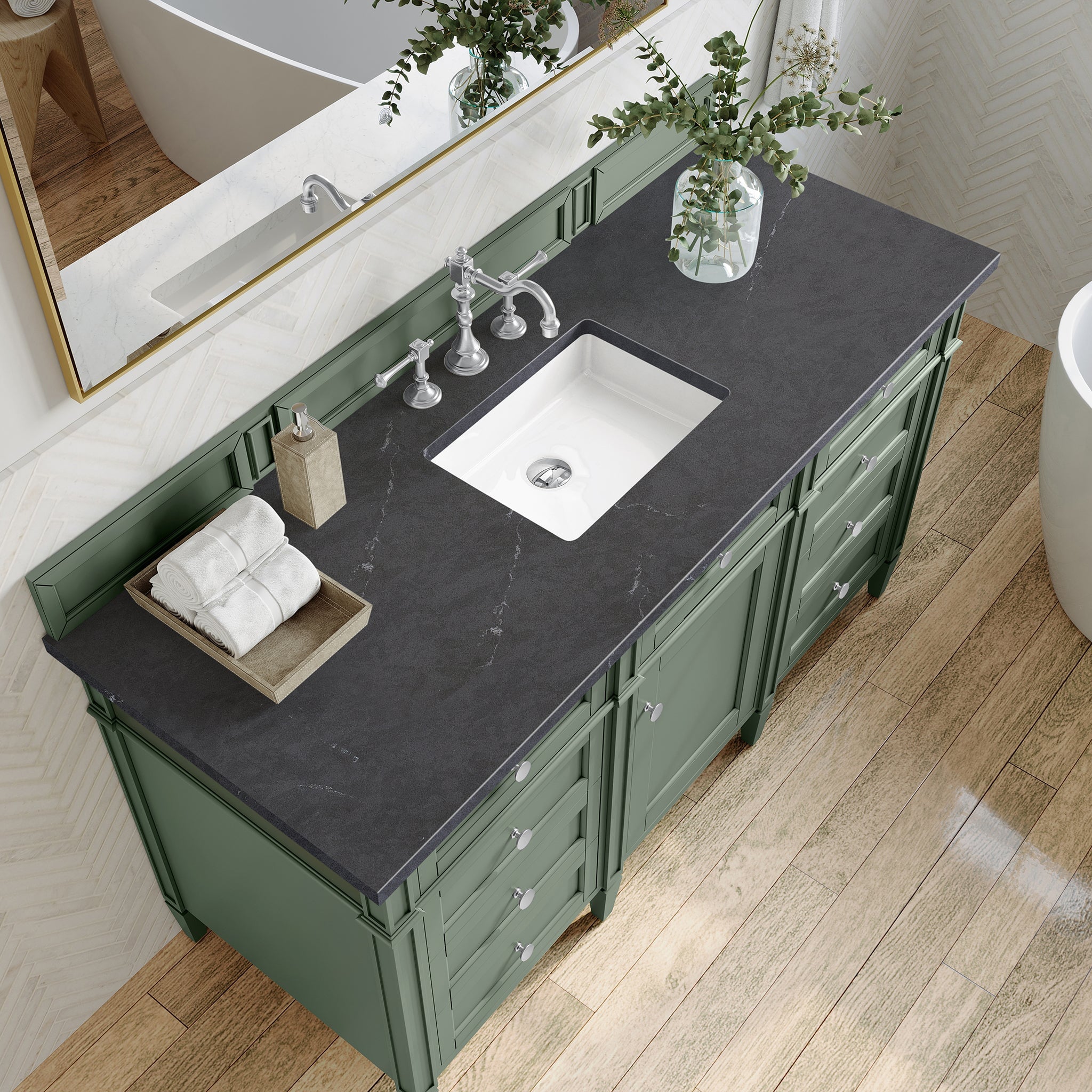 James Martin Vanities - Brittany 60" Single Bathroom Vanity in Smokey Celadon - 650 - V60S - SC - 3CSP - Home Luxury USA