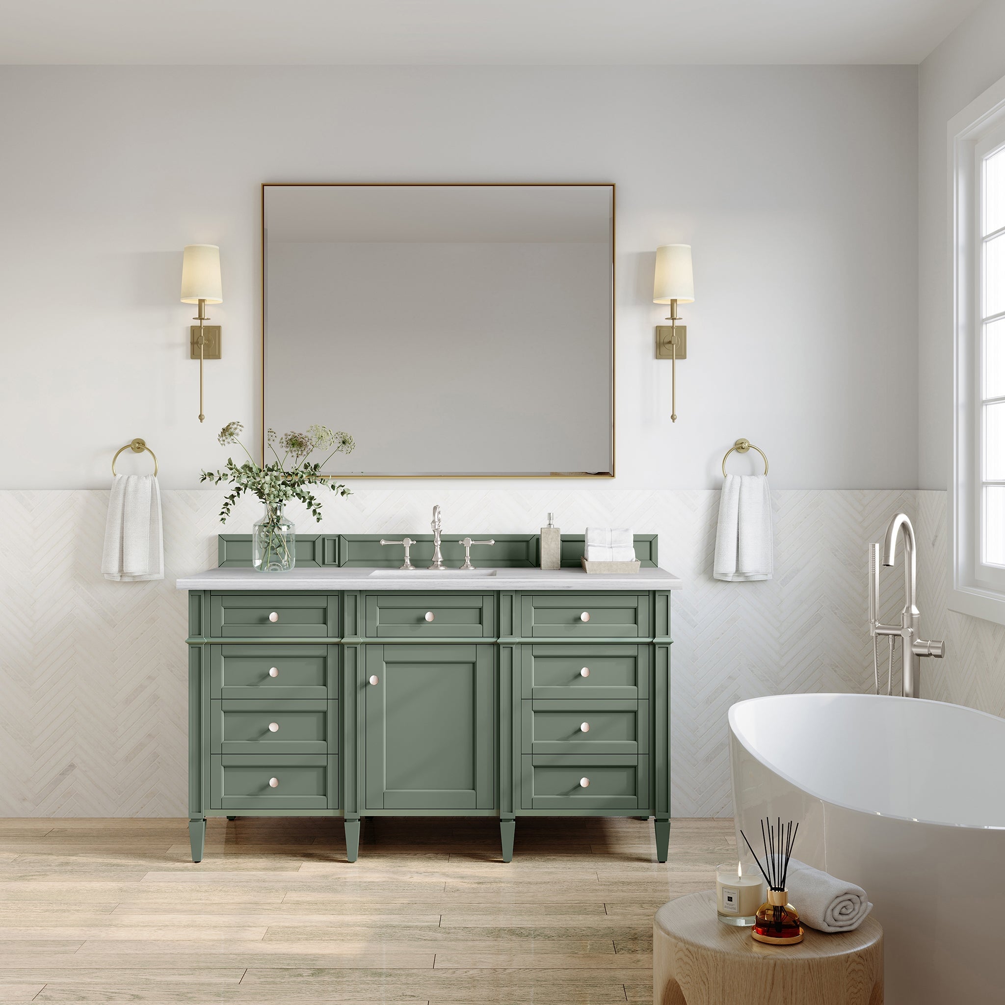 James Martin Vanities - Brittany 60" Single Bathroom Vanity in Smokey Celadon - 650 - V60S - SC - Home Luxury USA