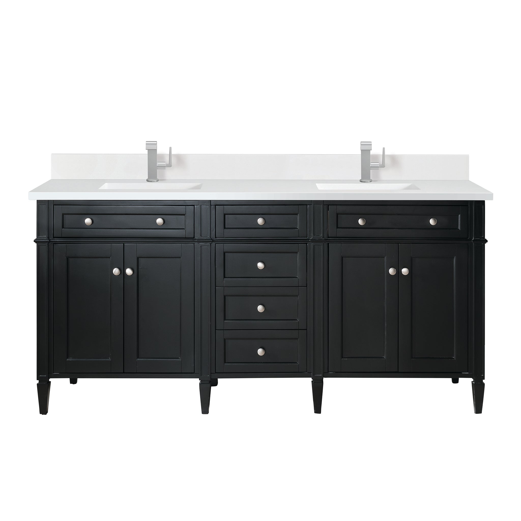 James Martin Vanities - Brittany 72" Double Bathroom Vanity in Black Onyx - 650 - V72 - BKO - 1WZ - Home Luxury USA