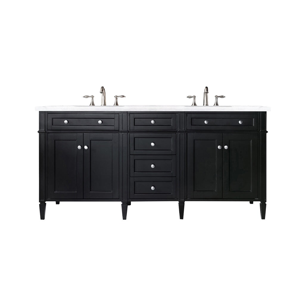 James Martin Vanities - Brittany 72" Double Bathroom Vanity in Black Onyx - 650 - V72 - BKO - 3AF - Home Luxury USA