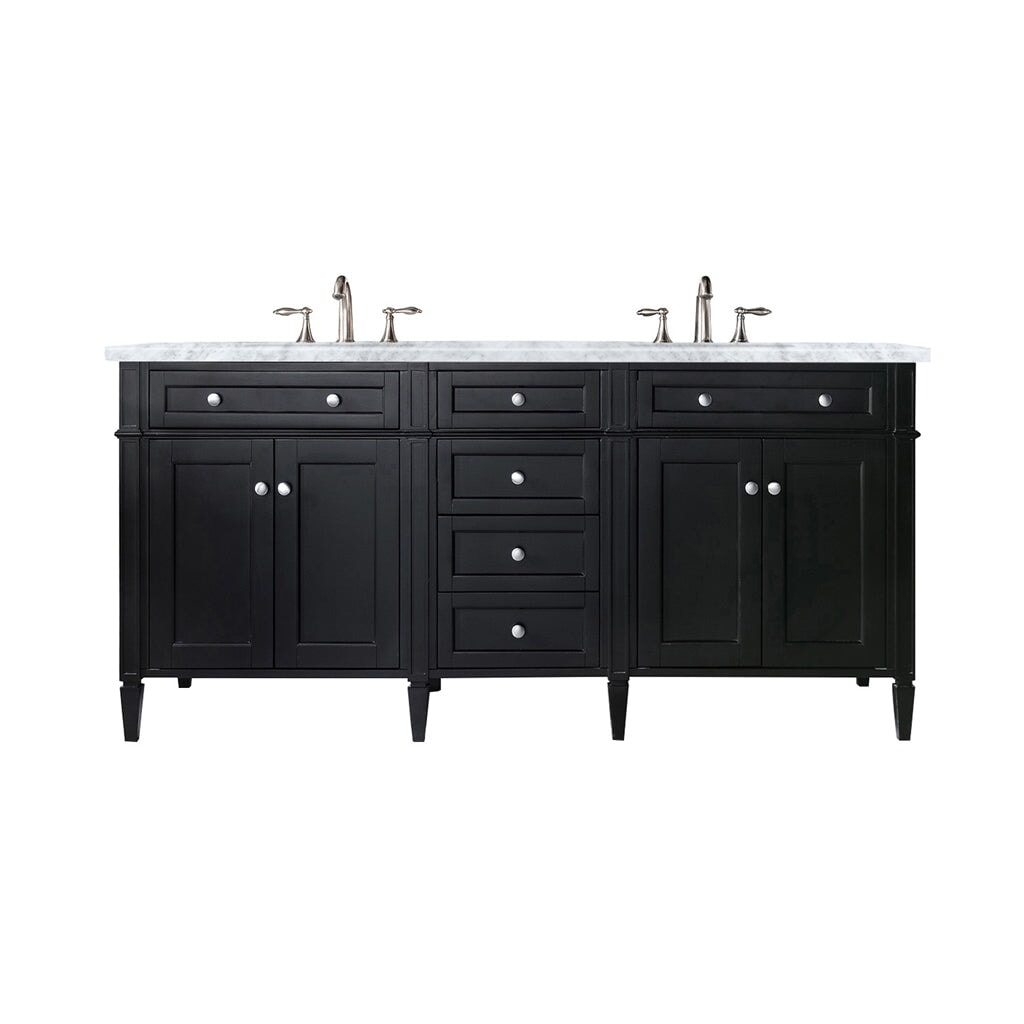 James Martin Vanities - Brittany 72" Double Bathroom Vanity in Black Onyx - 650 - V72 - BKO - 3CAR - Home Luxury USA