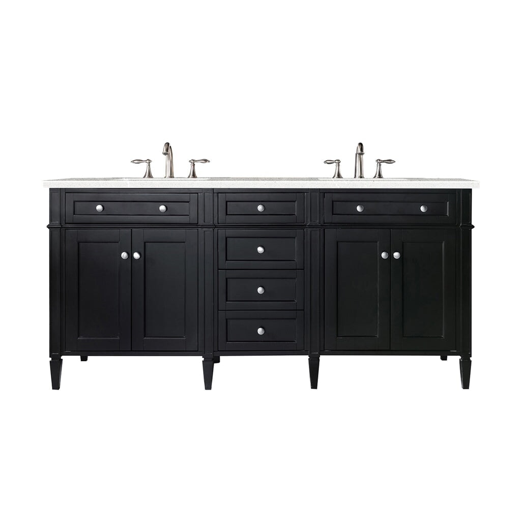 James Martin Vanities - Brittany 72" Double Bathroom Vanity in Black Onyx - 650 - V72 - BKO - 3ESR - Home Luxury USA