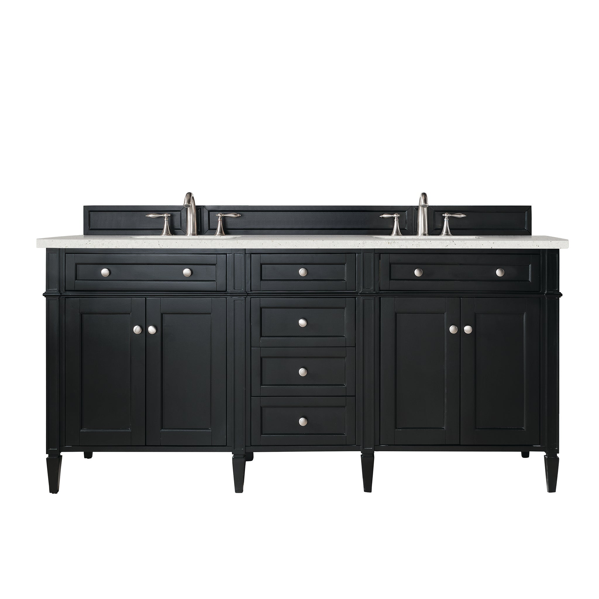 James Martin Vanities - Brittany 72" Double Bathroom Vanity in Black Onyx - 650 - V72 - BKO - 3LDL - Home Luxury USA