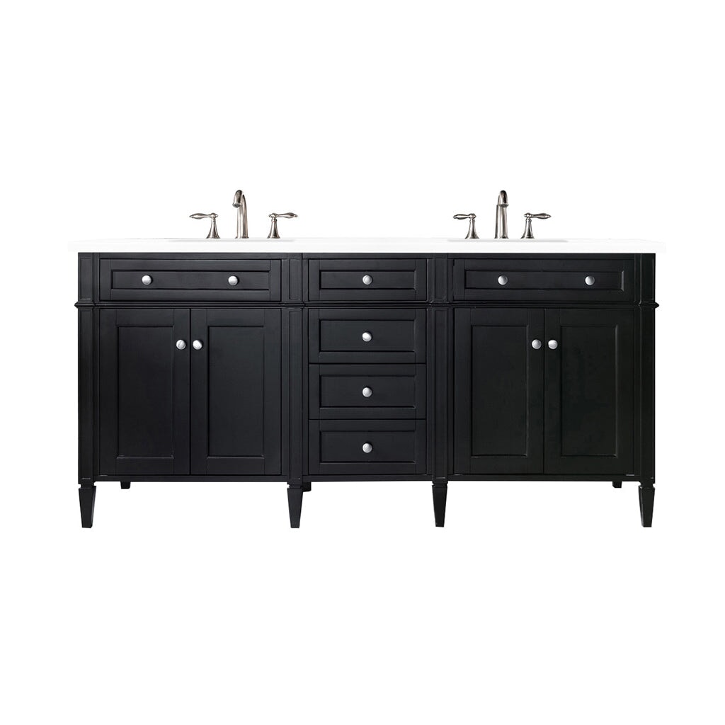 James Martin Vanities - Brittany 72" Double Bathroom Vanity in Black Onyx - 650 - V72 - BKO - 3WZ - Home Luxury USA