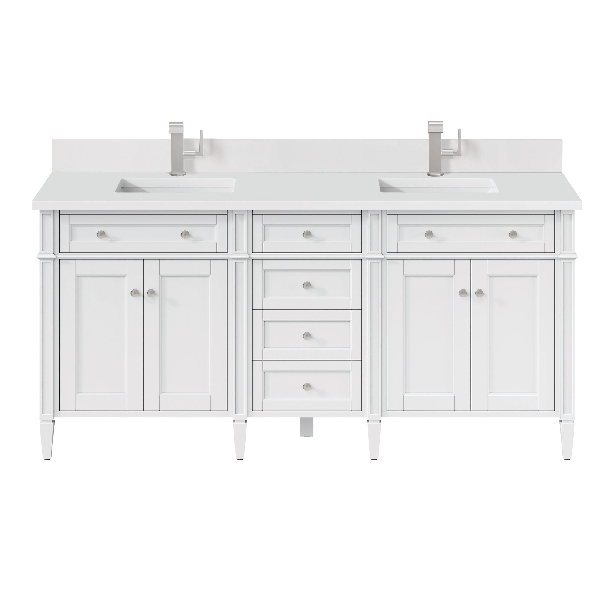 James Martin Vanities - Brittany 72" Double Bathroom Vanity in Bright White - 655 - V72 - BW - 1WZ - Home Luxury USA