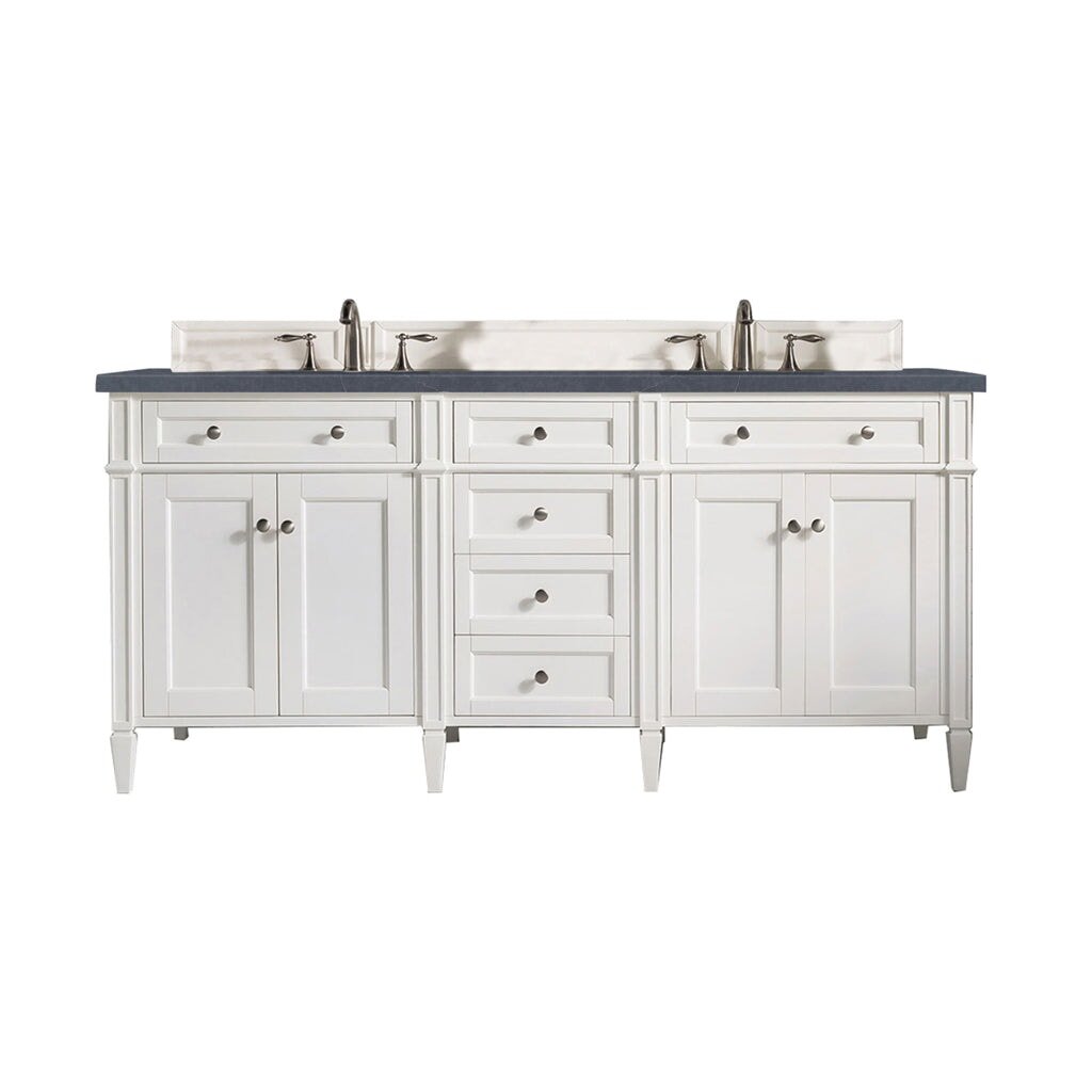 James Martin Vanities - Brittany 72" Double Bathroom Vanity in Bright White - 655 - V72 - BW - 3CSP - Home Luxury USA