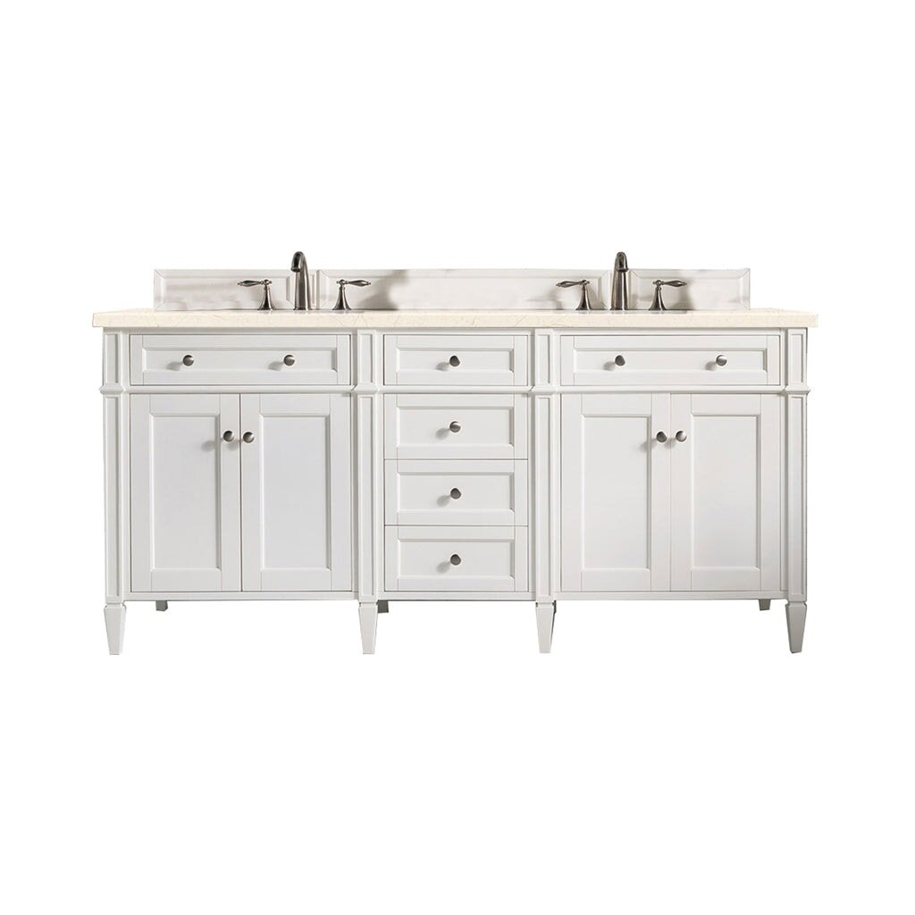 James Martin Vanities - Brittany 72" Double Bathroom Vanity in Bright White - 655 - V72 - BW - 3EMR - Home Luxury USA