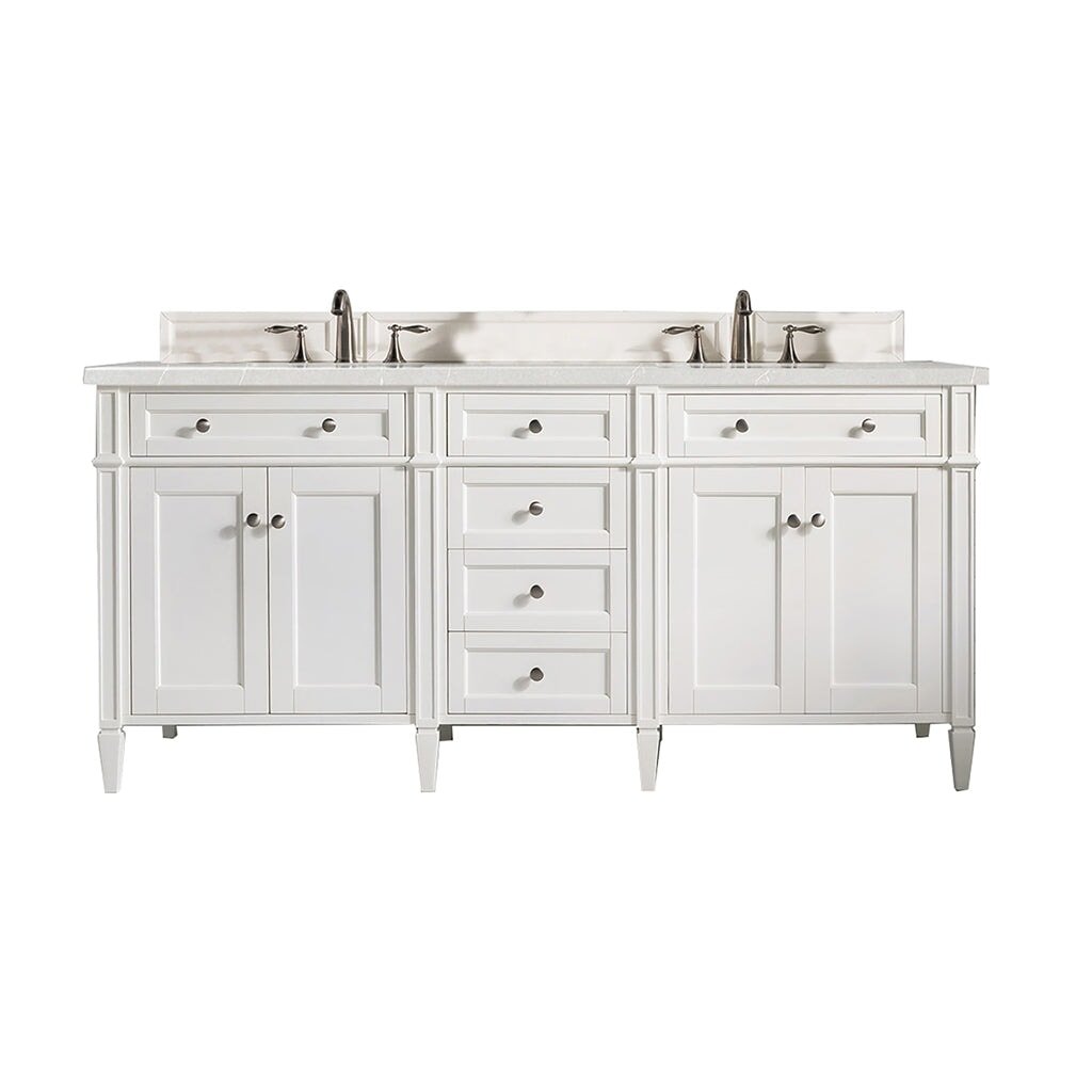 James Martin Vanities - Brittany 72" Double Bathroom Vanity in Bright White - 655 - V72 - BW - 3ESR - Home Luxury USA