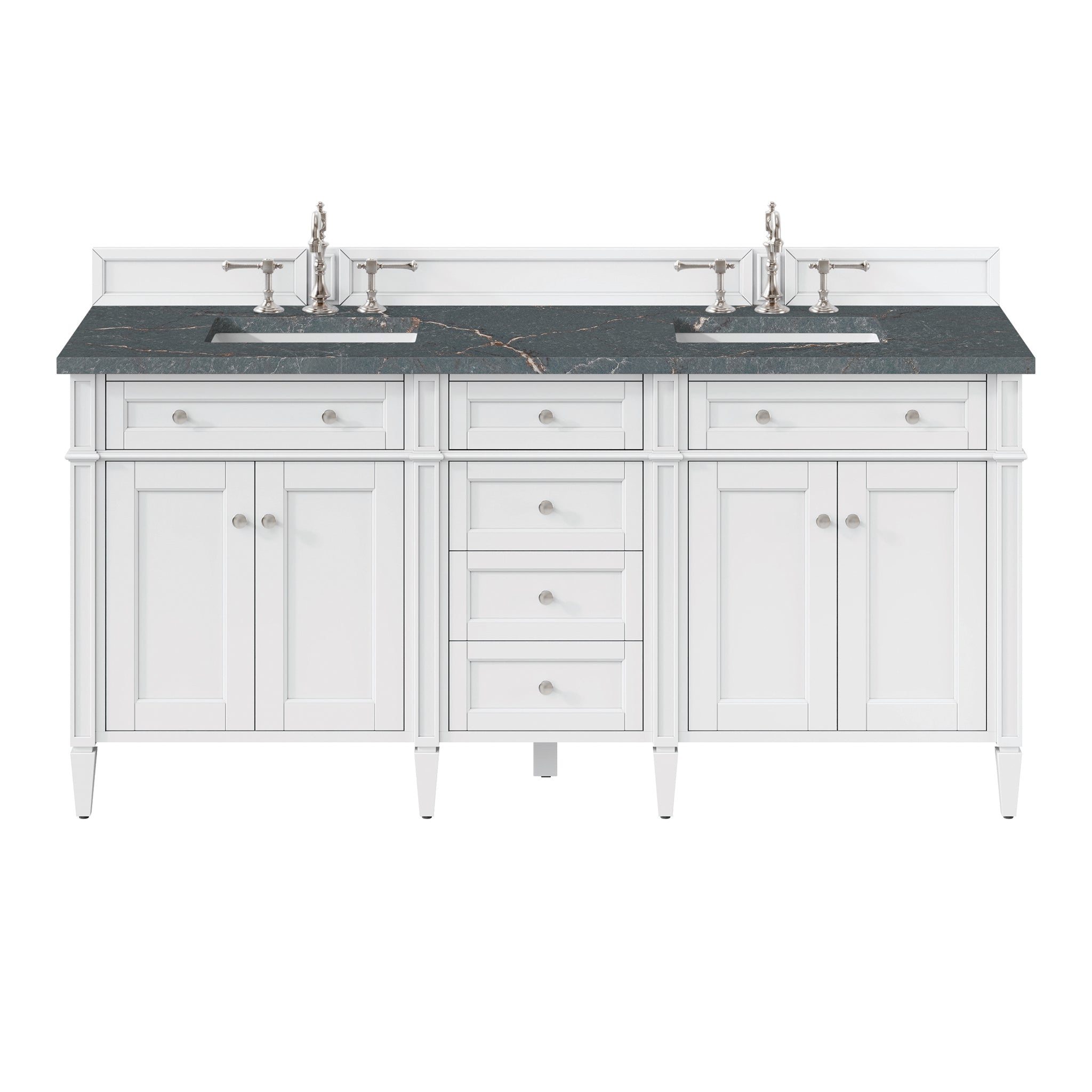 James Martin Vanities - Brittany 72" Double Bathroom Vanity in Bright White - 655 - V72 - BW - 3PBL - Home Luxury USA