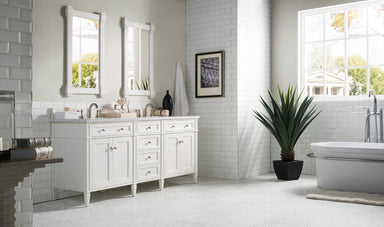 James Martin Vanities - Brittany 72" Double Bathroom Vanity in Bright White - 655 - V72 - BW - Home Luxury USA