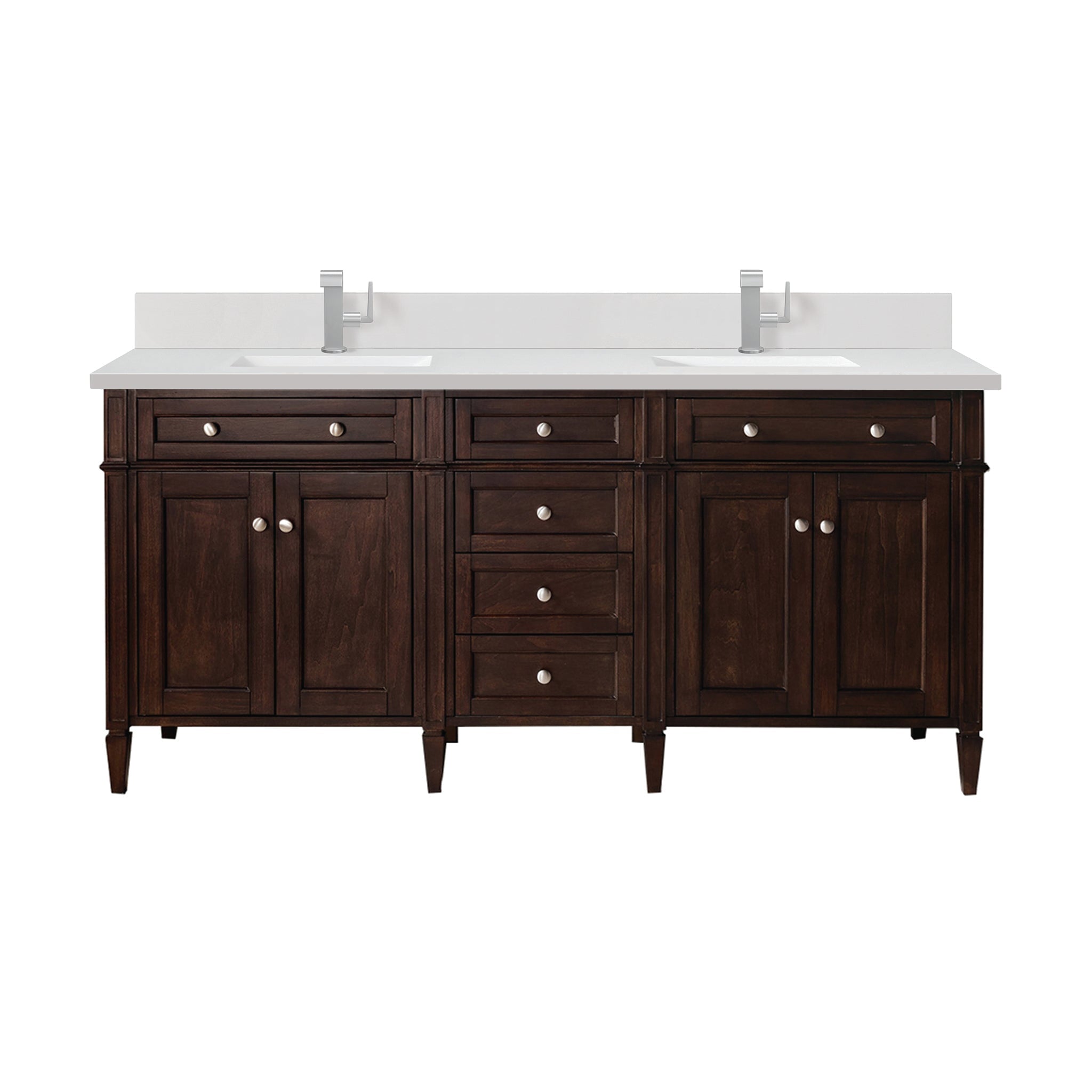 James Martin Vanities - Brittany 72" Double Bathroom Vanity in Burnished Mahogany - 650 - V72 - BNM - 1WZ - Home Luxury USA