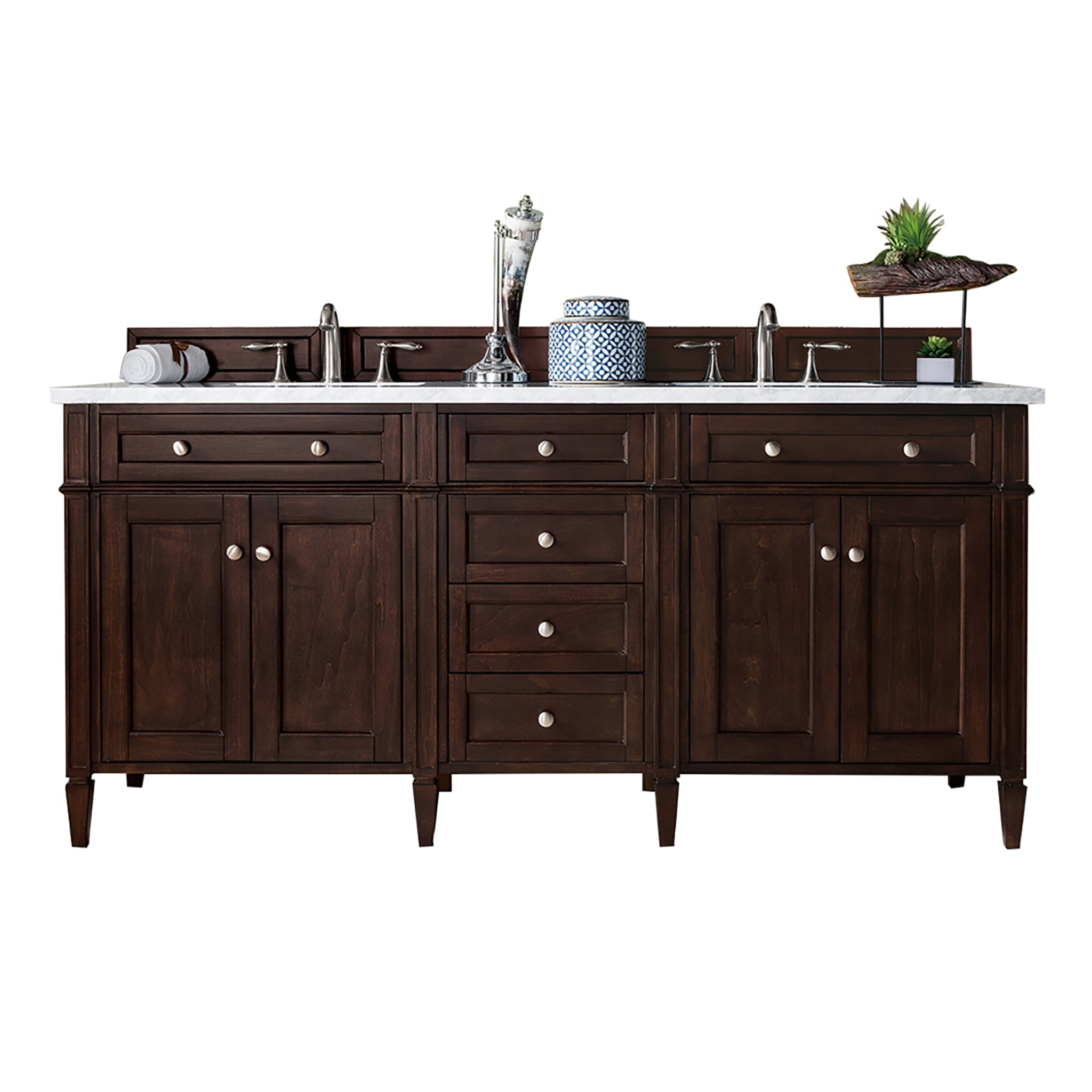 James Martin Vanities - Brittany 72" Double Bathroom Vanity in Burnished Mahogany - 650 - V72 - BNM - 3CAR - Home Luxury USA