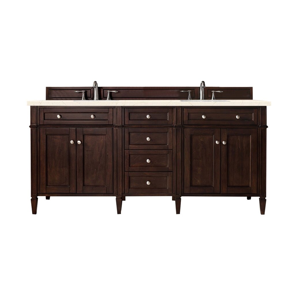 James Martin Vanities - Brittany 72" Double Bathroom Vanity in Burnished Mahogany - 650 - V72 - BNM - 3EMR - Home Luxury USA