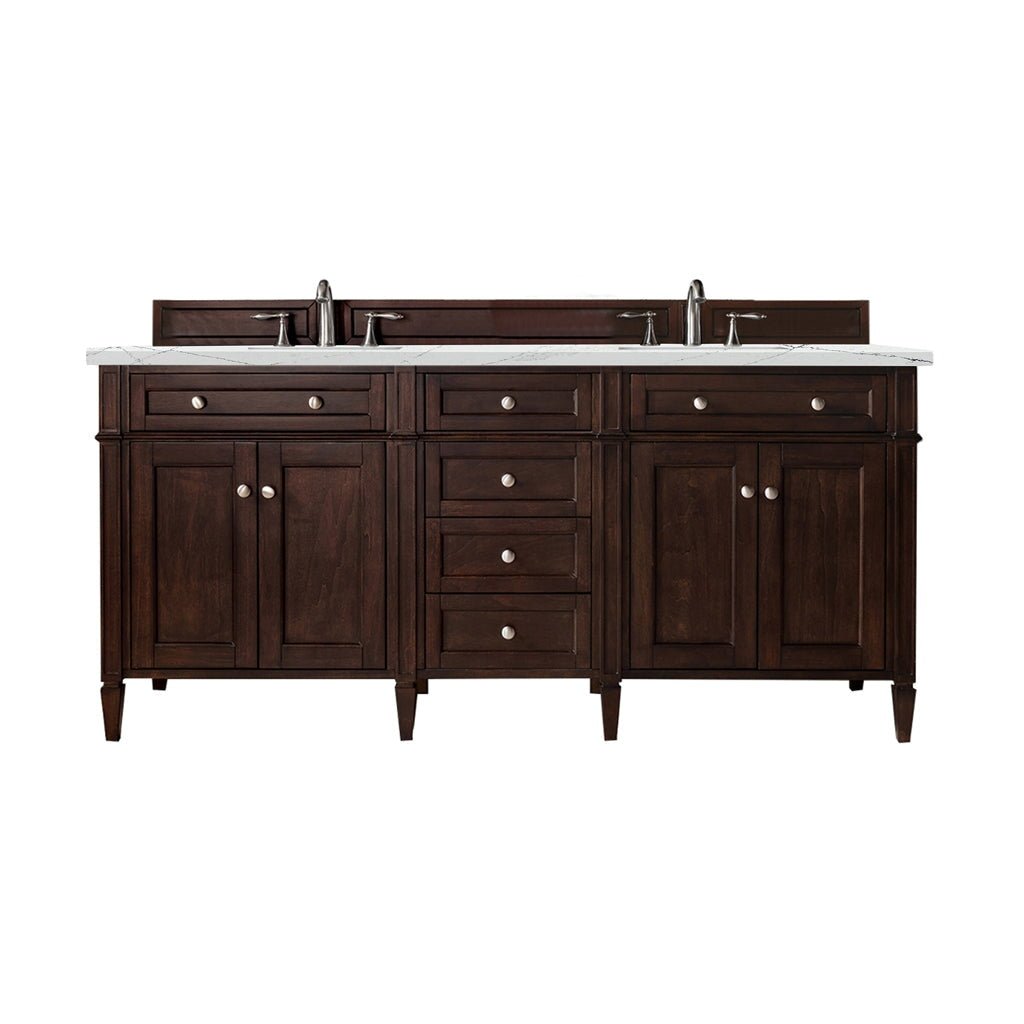 James Martin Vanities - Brittany 72" Double Bathroom Vanity in Burnished Mahogany - 650 - V72 - BNM - 3ENC - Home Luxury USA