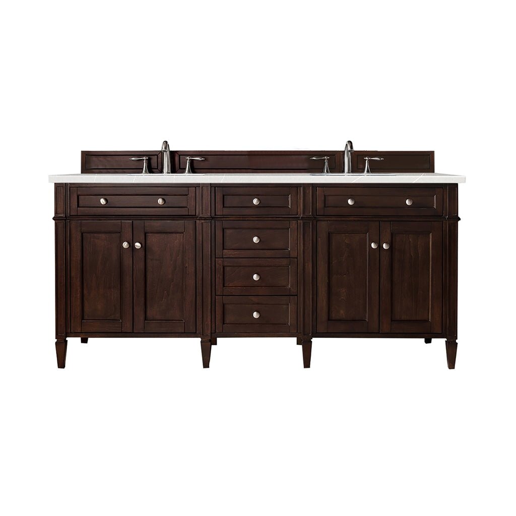 James Martin Vanities - Brittany 72" Double Bathroom Vanity in Burnished Mahogany - 650 - V72 - BNM - 3ESR - Home Luxury USA