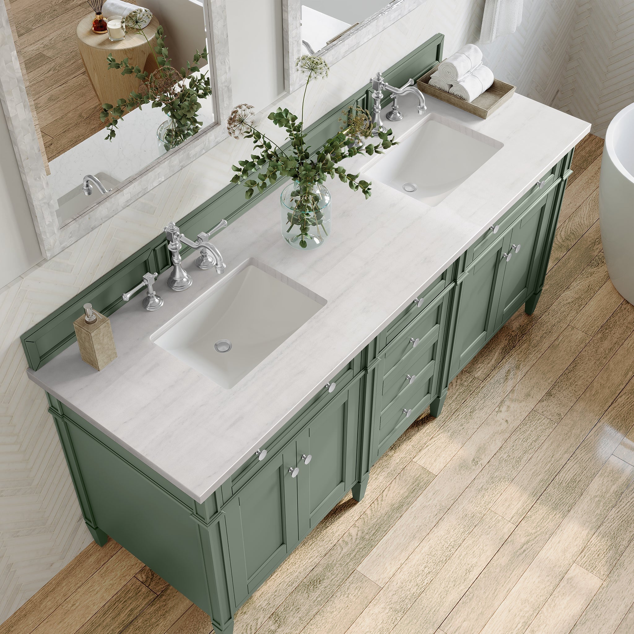 James Martin Vanities - Brittany 72" Double Bathroom Vanity in Smokey Celadon - 650 - V72 - SC - 3AF - Home Luxury USA