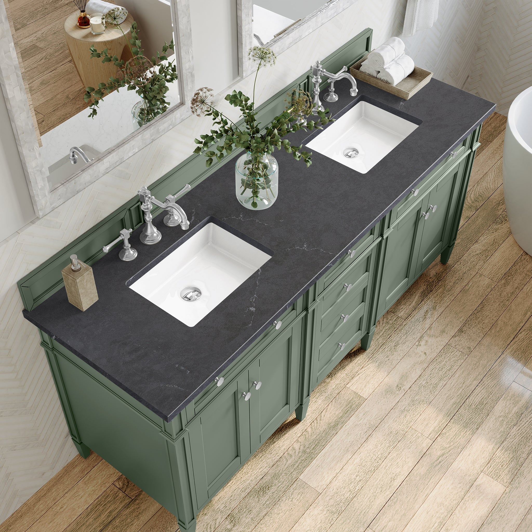 James Martin Vanities - Brittany 72" Double Bathroom Vanity in Smokey Celadon - 650 - V72 - SC - 3CSP - Home Luxury USA