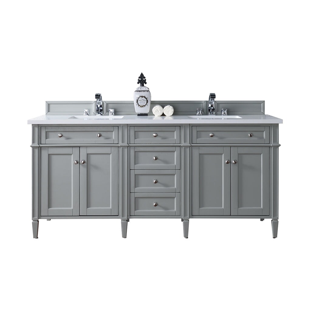 James Martin Vanities - Brittany 72" Double Bathroom Vanity in Urban Gray - 650 - V72 - UGR - 3CAR - Home Luxury USA