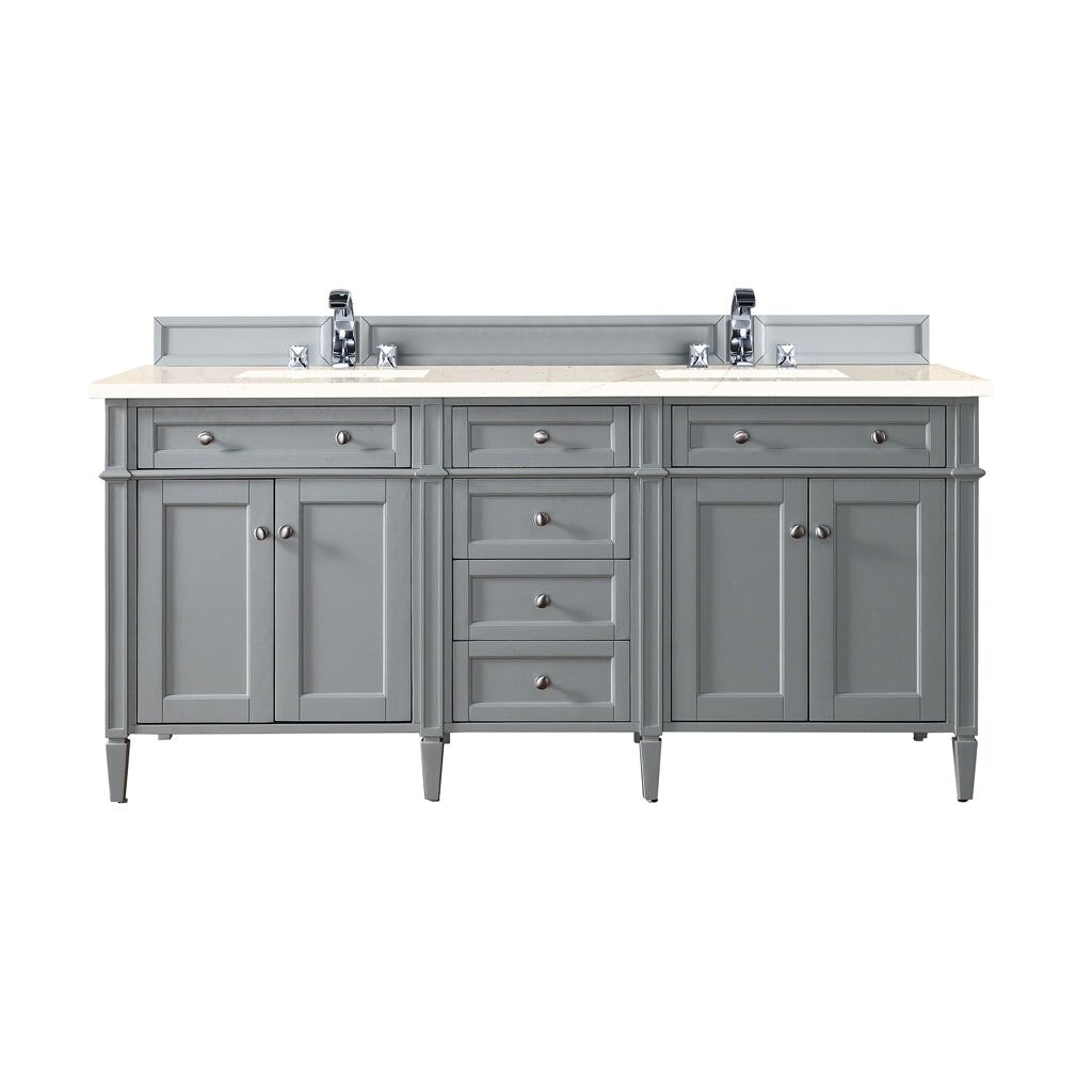 James Martin Vanities - Brittany 72" Double Bathroom Vanity in Urban Gray - 650 - V72 - UGR - 3EMR - Home Luxury USA