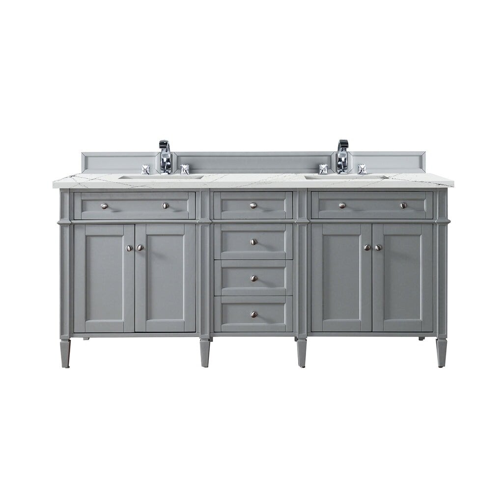 James Martin Vanities - Brittany 72" Double Bathroom Vanity in Urban Gray - 650 - V72 - UGR - 3EMR - Home Luxury USA