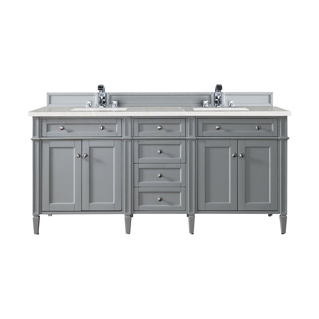 James Martin Vanities - Brittany 72" Double Bathroom Vanity in Urban Gray - 650 - V72 - UGR - 3ESR - Home Luxury USA