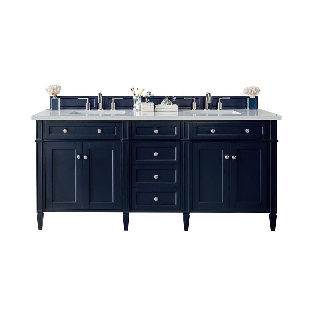 James Martin Vanities - Brittany 72" Double Bathroom Vanity in Victory Blue - 650 - V72 - VBL - 3AF - Home Luxury USA