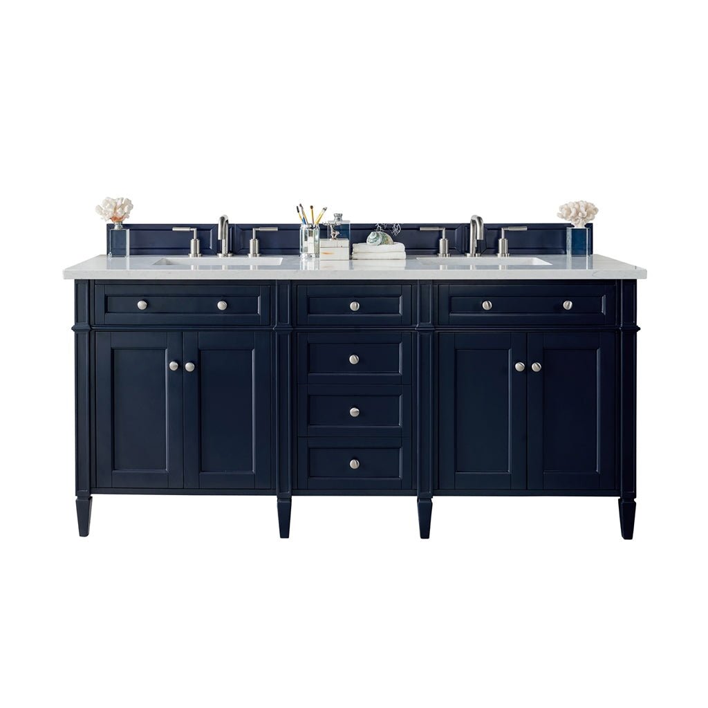 James Martin Vanities - Brittany 72" Double Bathroom Vanity in Victory Blue - 650 - V72 - VBL - 3CAR - Home Luxury USA