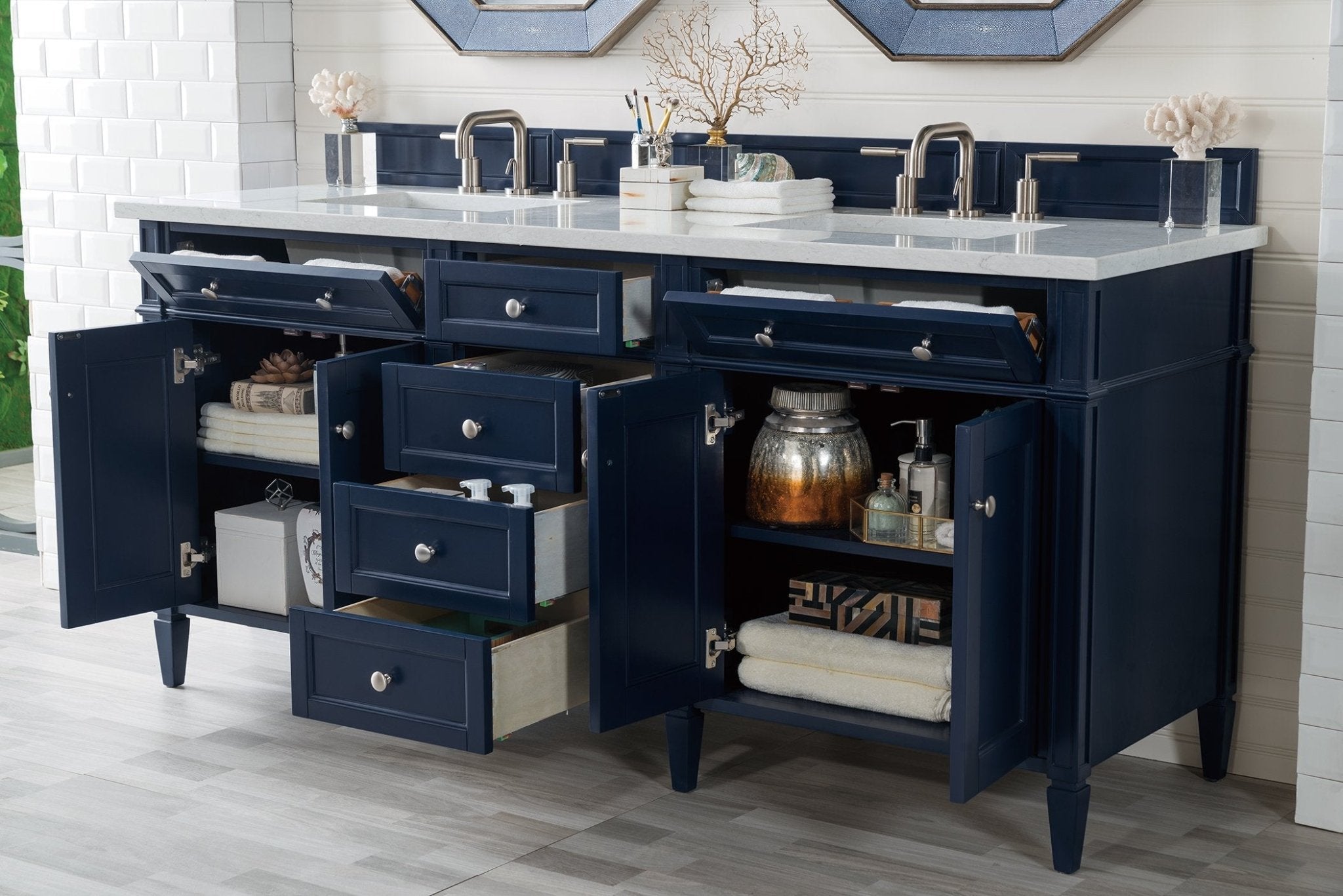 James Martin Vanities - Brittany 72" Double Bathroom Vanity in Victory Blue - 650 - V72 - VBL - Home Luxury USA