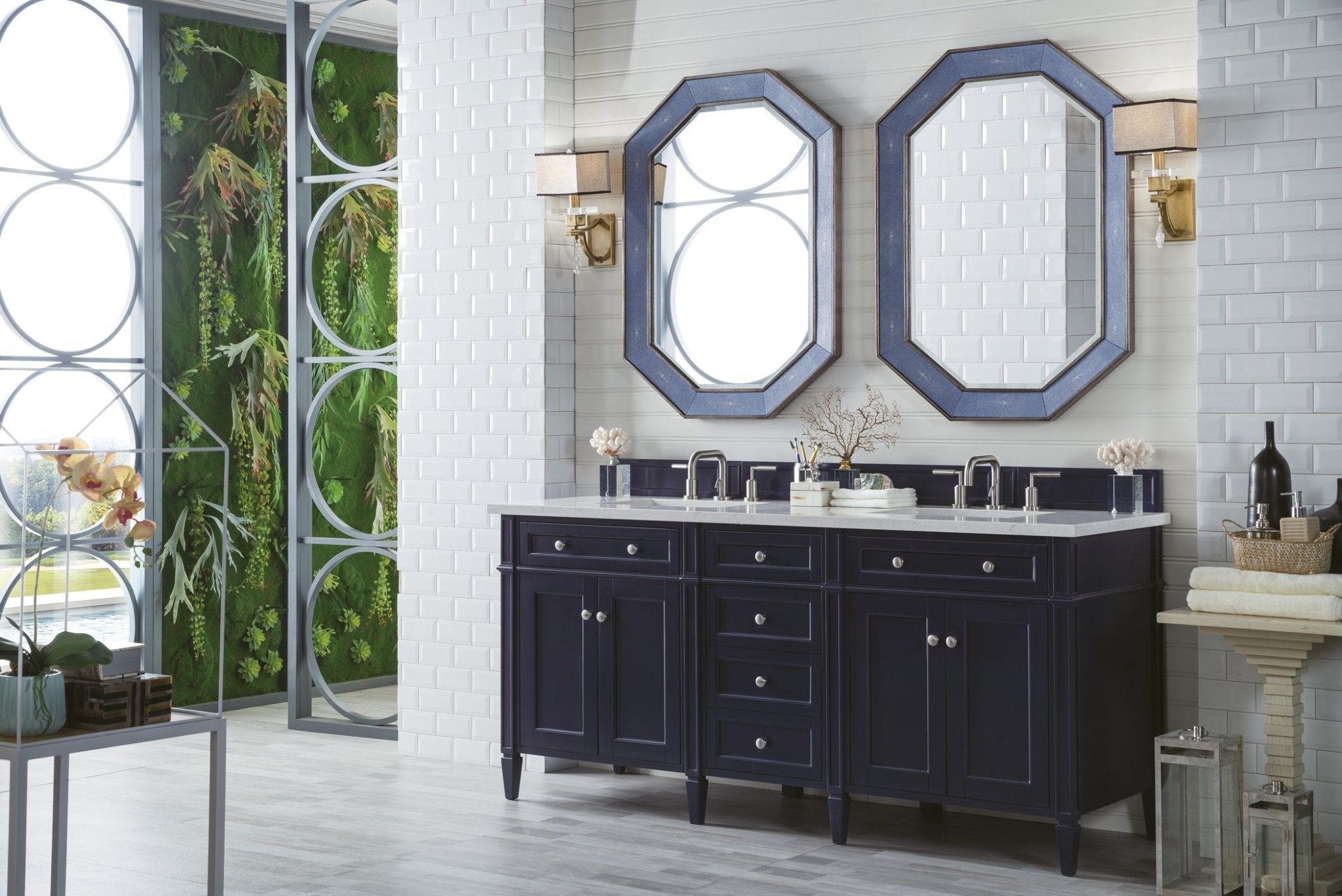 James Martin Vanities - Brittany 72" Double Bathroom Vanity in Victory Blue - 650 - V72 - VBL - Home Luxury USA