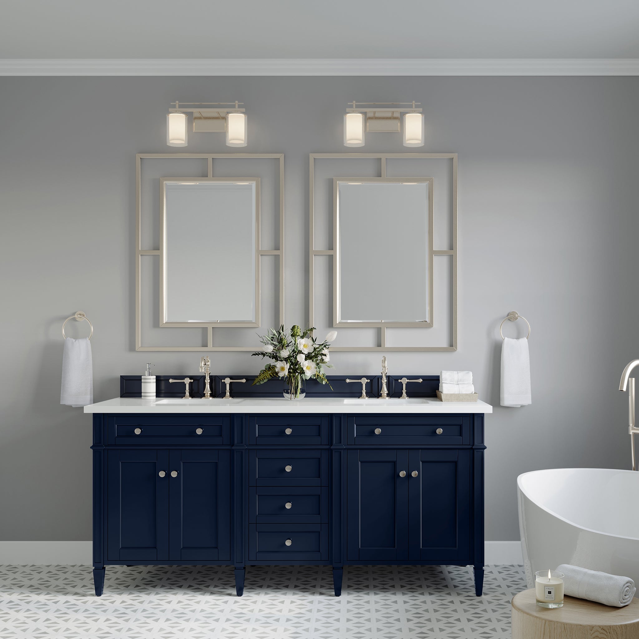 James Martin Vanities - Brittany 72" Double Bathroom Vanity in Victory Blue - 650 - V72 - VBL - Home Luxury USA