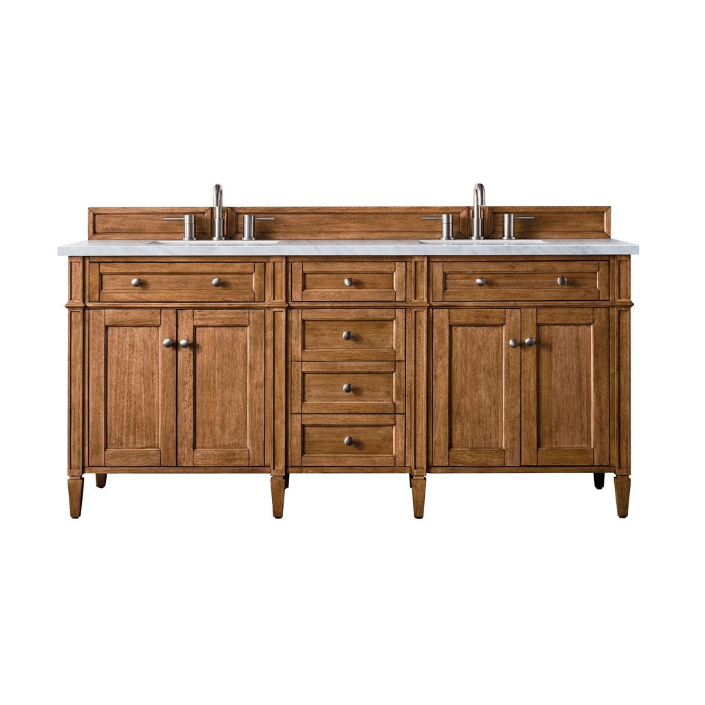 James Martin Vanities - Brittany 72" Double Vanity Cabinet in Saddle Brown - 650 - V72 - SBR - 3CAR - Home Luxury USA