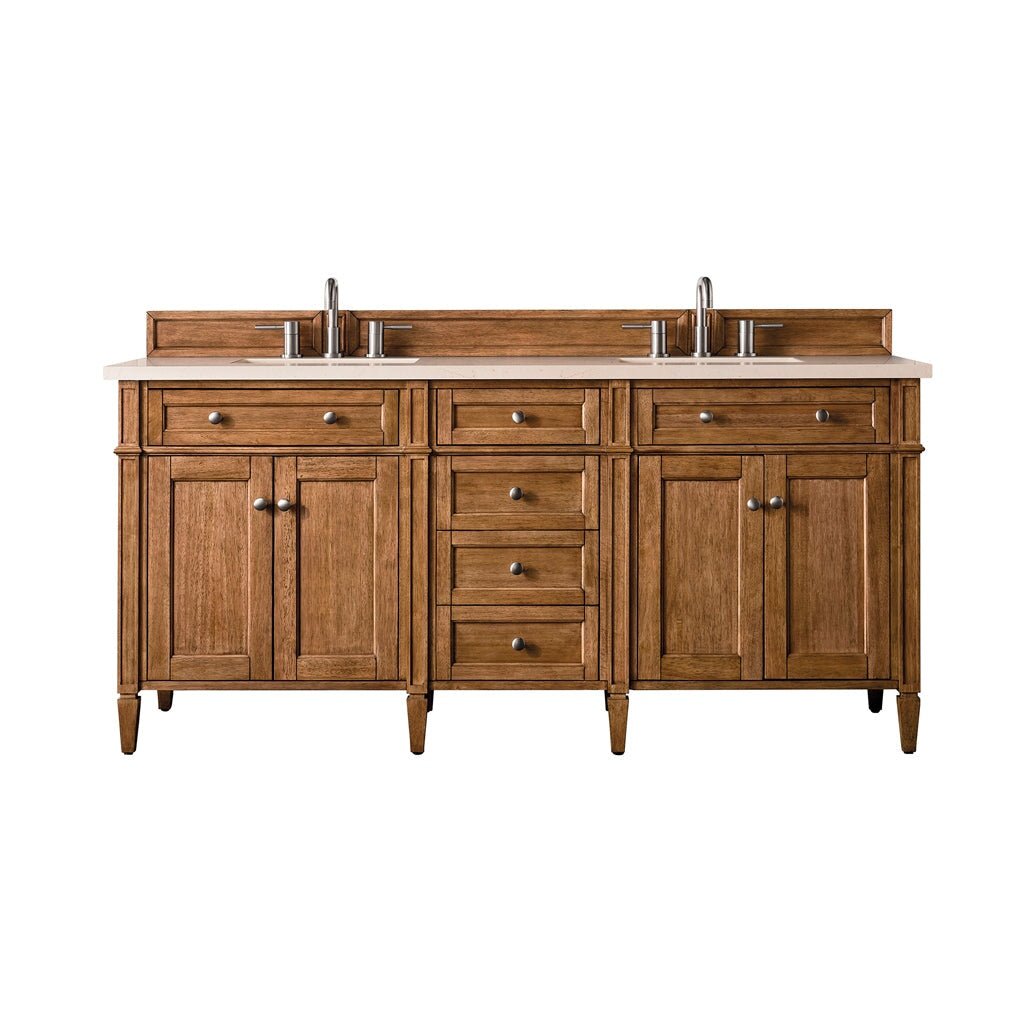 James Martin Vanities - Brittany 72" Double Vanity Cabinet in Saddle Brown - 650 - V72 - SBR - 3EMR - Home Luxury USA