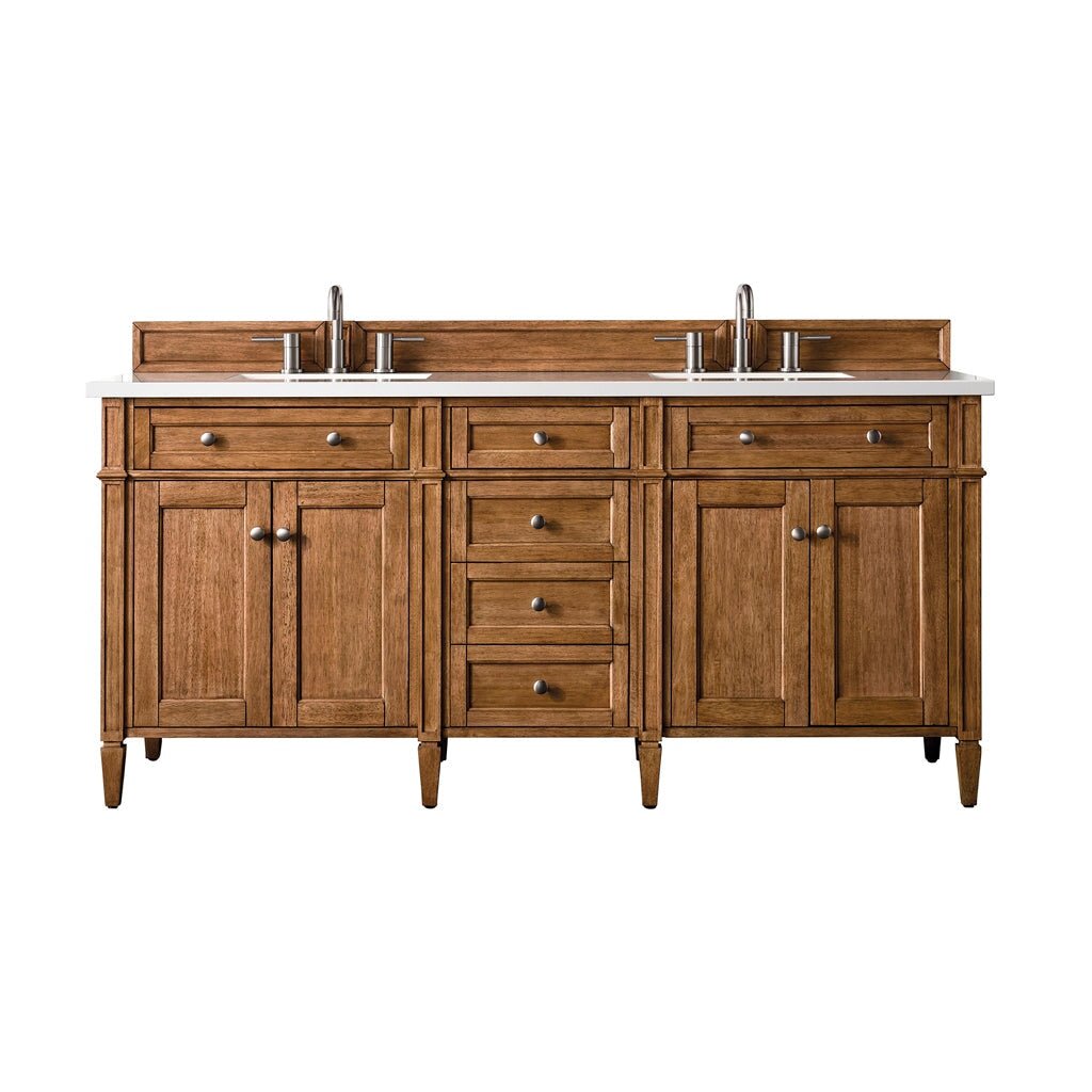 James Martin Vanities - Brittany 72" Double Vanity Cabinet in Saddle Brown - 650 - V72 - SBR - 3WZ - Home Luxury USA