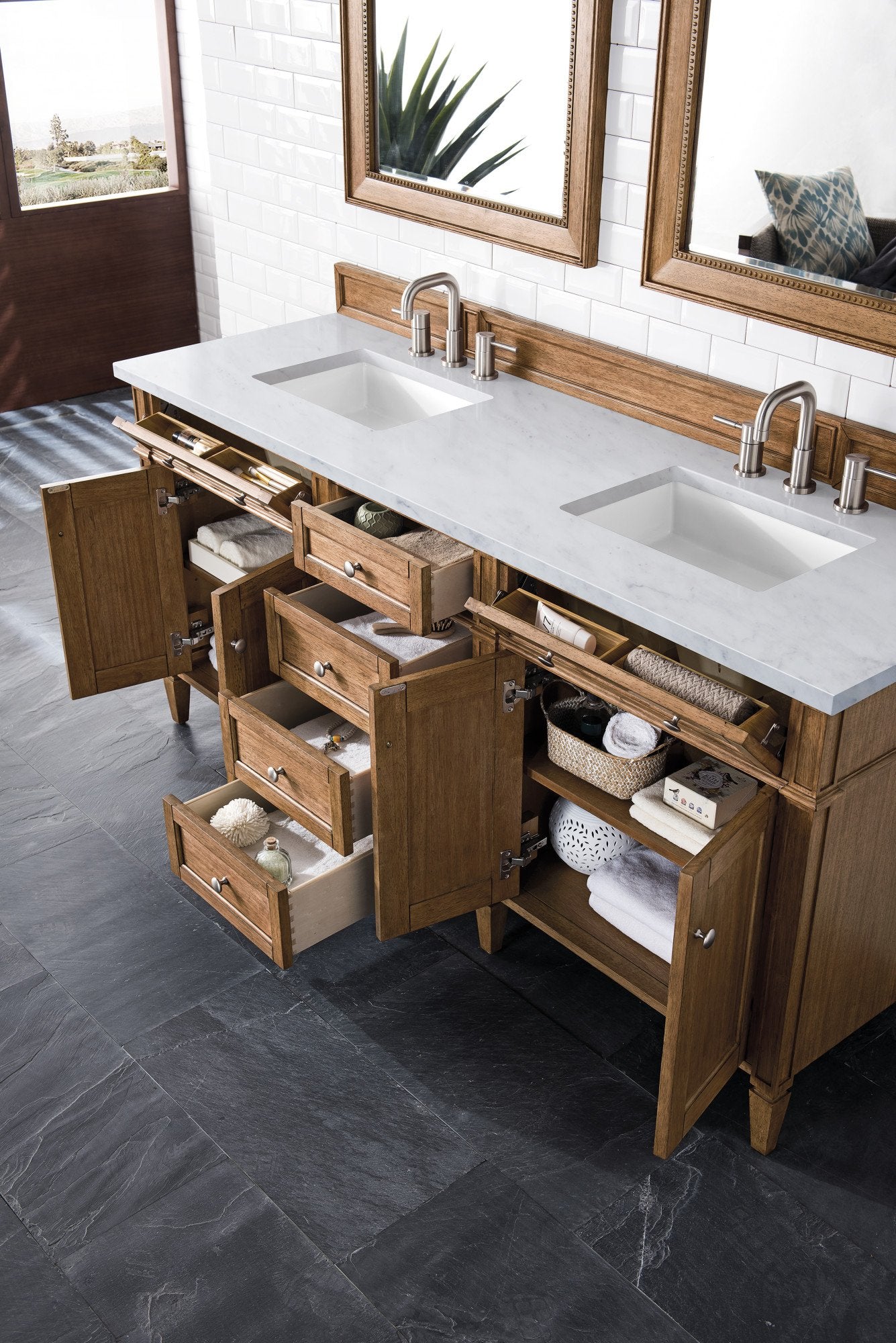 James Martin Vanities - Brittany 72" Double Vanity Cabinet in Saddle Brown - 650 - V72 - SBR - Home Luxury USA