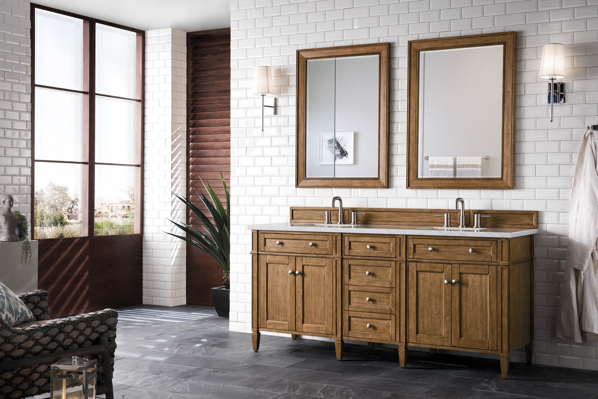 James Martin Vanities - Brittany 72" Double Vanity Cabinet in Saddle Brown - 650 - V72 - SBR - Home Luxury USA