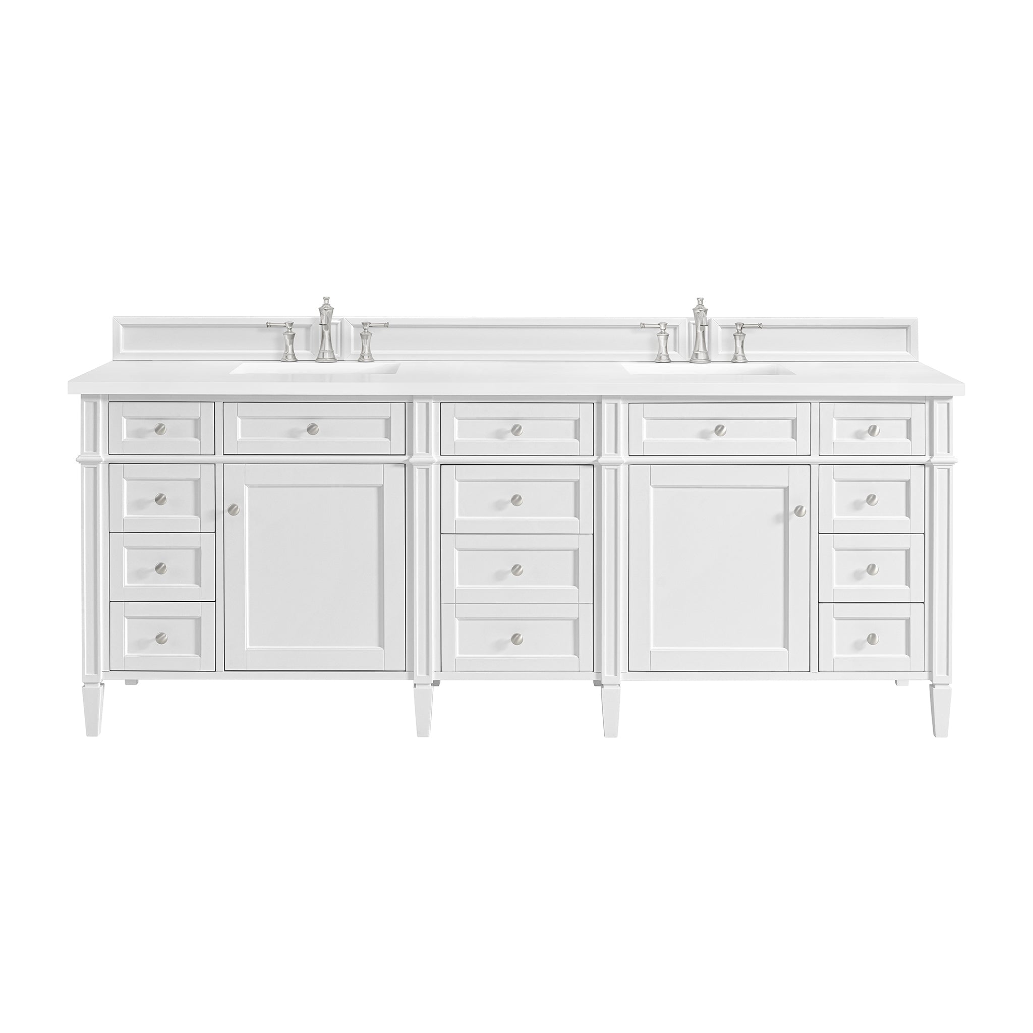 James Martin Vanities - Brittany 84" Double Bathroom Vanity in Bright White - 655 - V84 - BW - WZ - Home Luxury USA