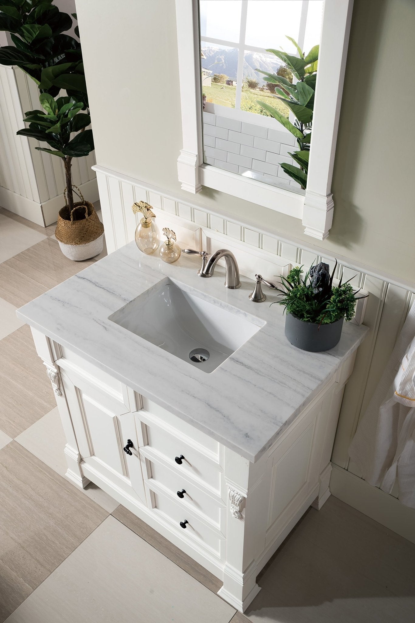 James Martin Vanities - Brookfield 36" Single Bathroom Vanity in Bright White - 147 - V36 - BW - 3AF - Home Luxury USA