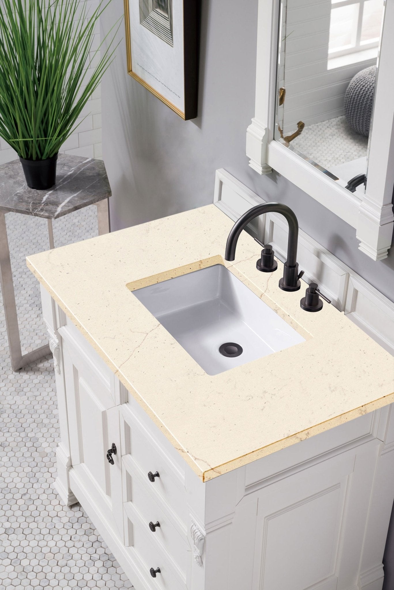 James Martin Vanities - Brookfield 36" Single Bathroom Vanity in Bright White - 147 - V36 - BW - 3EMR - Home Luxury USA